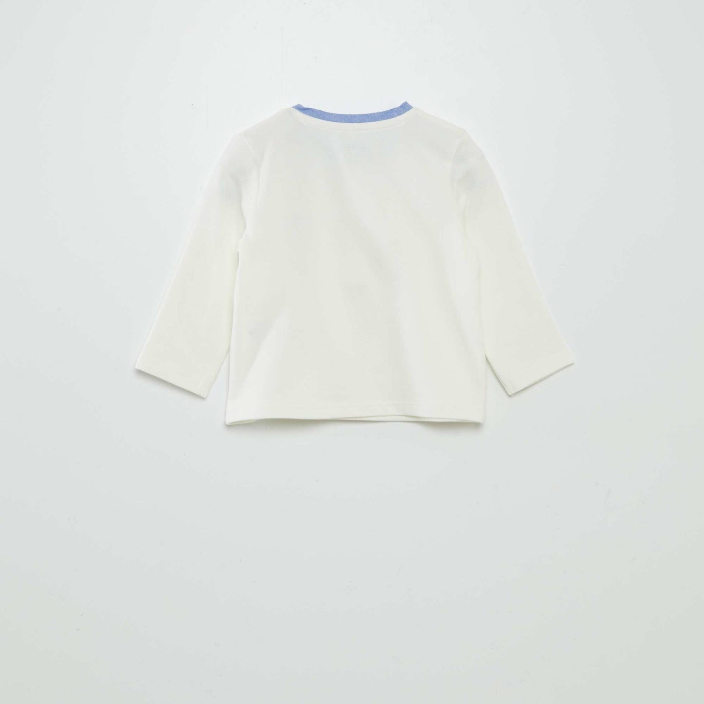 T-shirt col tunisien en piqué de coton blanc