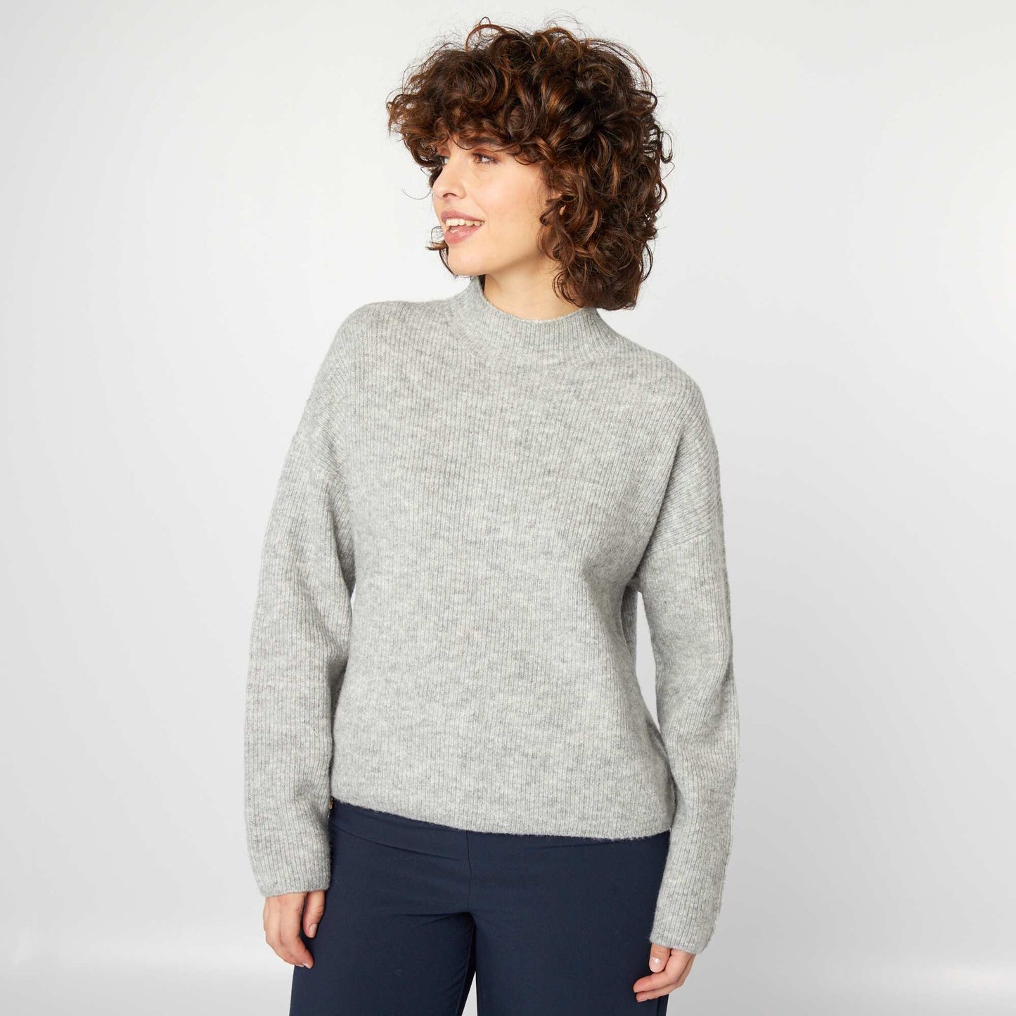 Pull en laine mélangée Gris