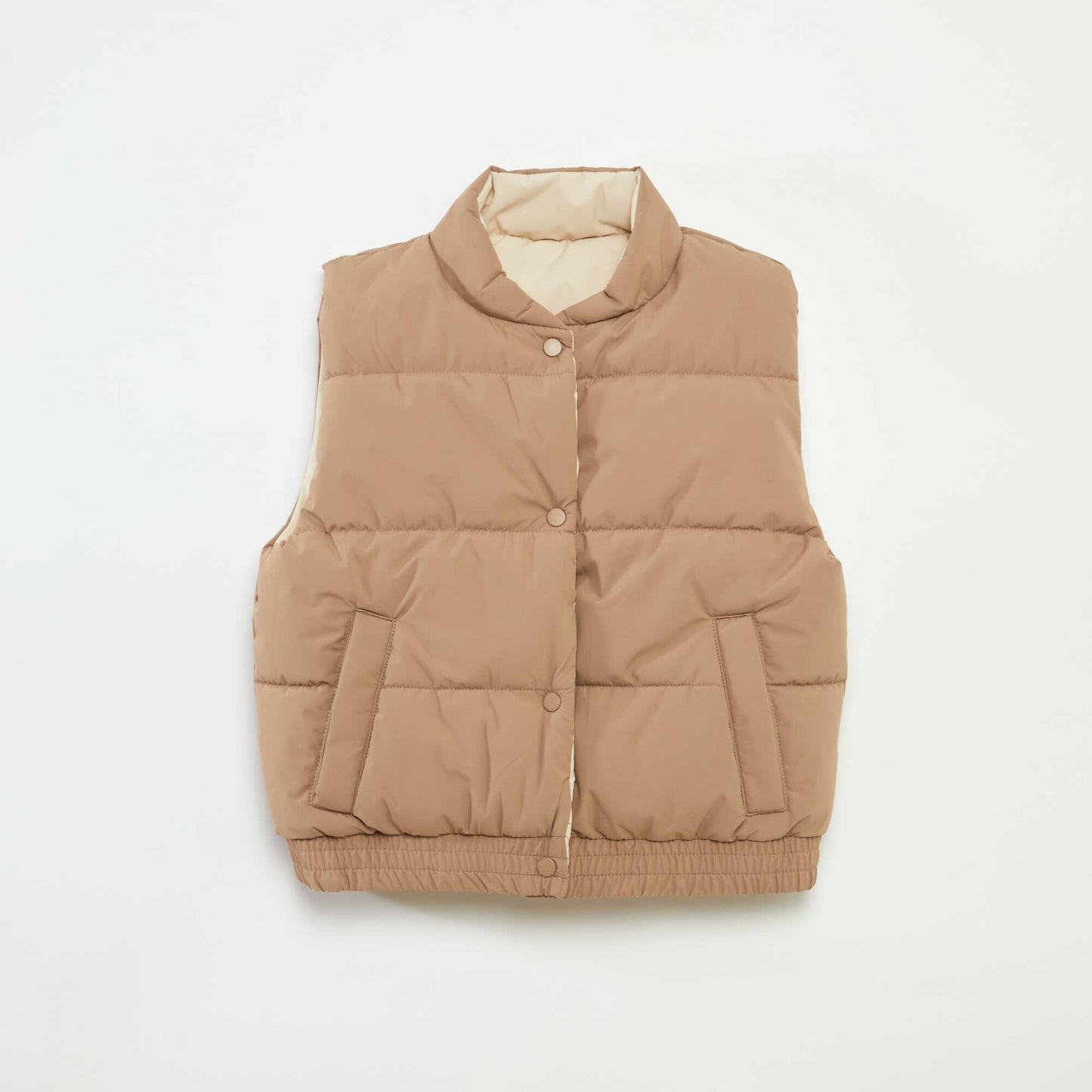 Doudoune puffy sans manches réversible MARRON