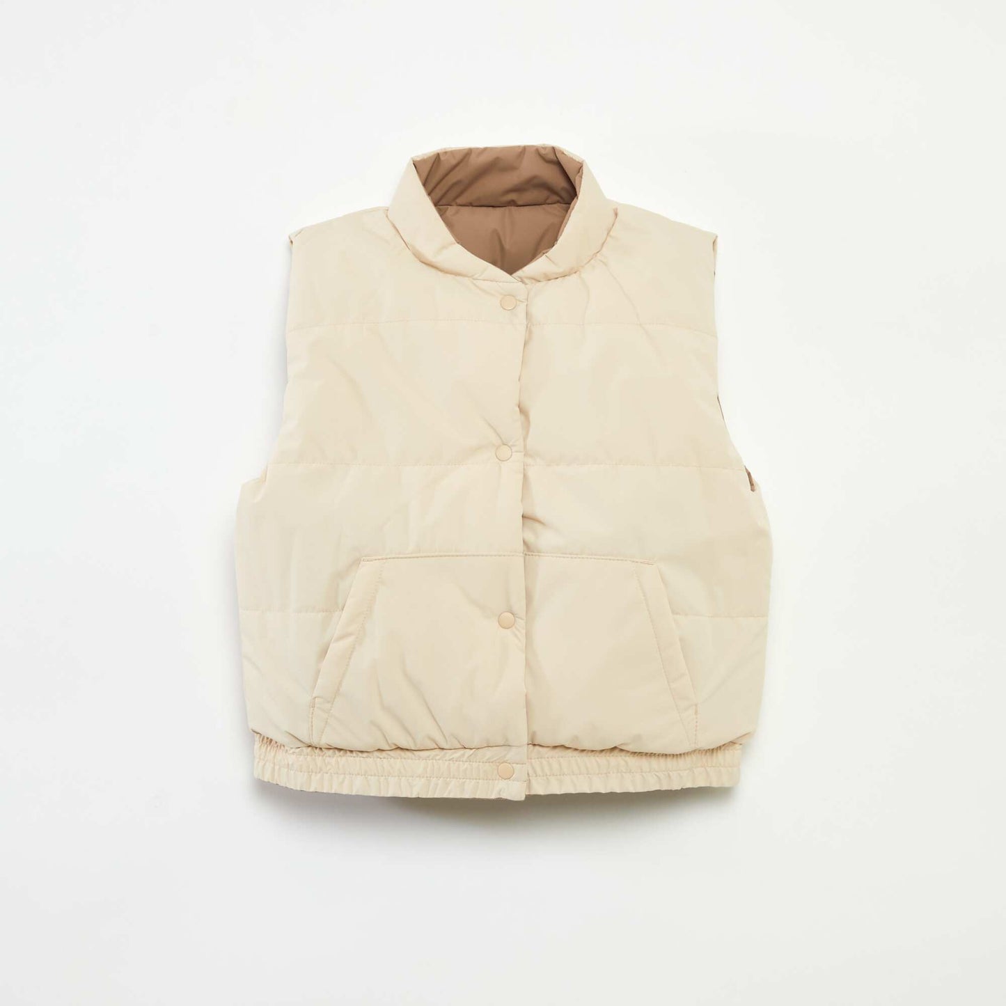 Doudoune puffy sans manches réversible MARRON