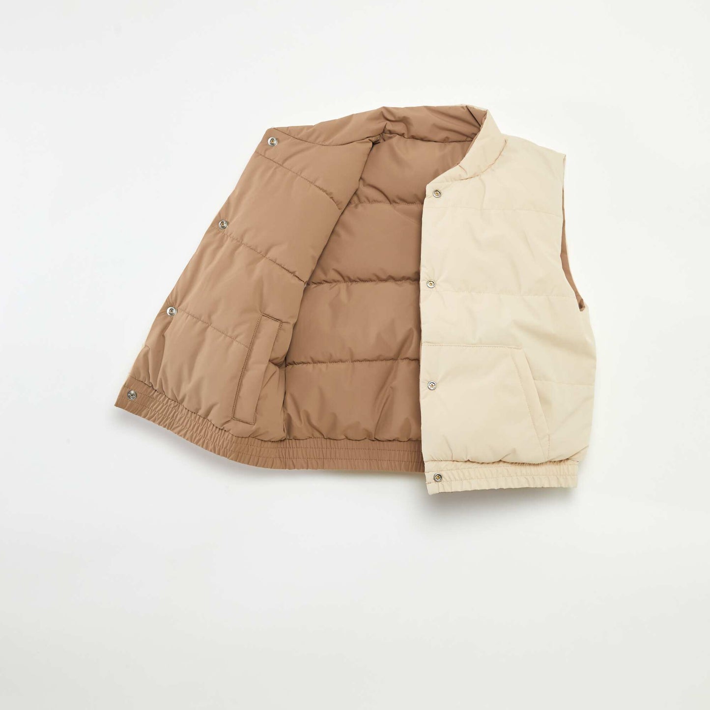 Doudoune puffy sans manches réversible MARRON