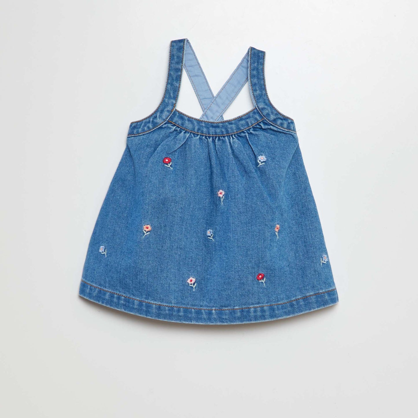 Robe en jean forme chasuble Bleu