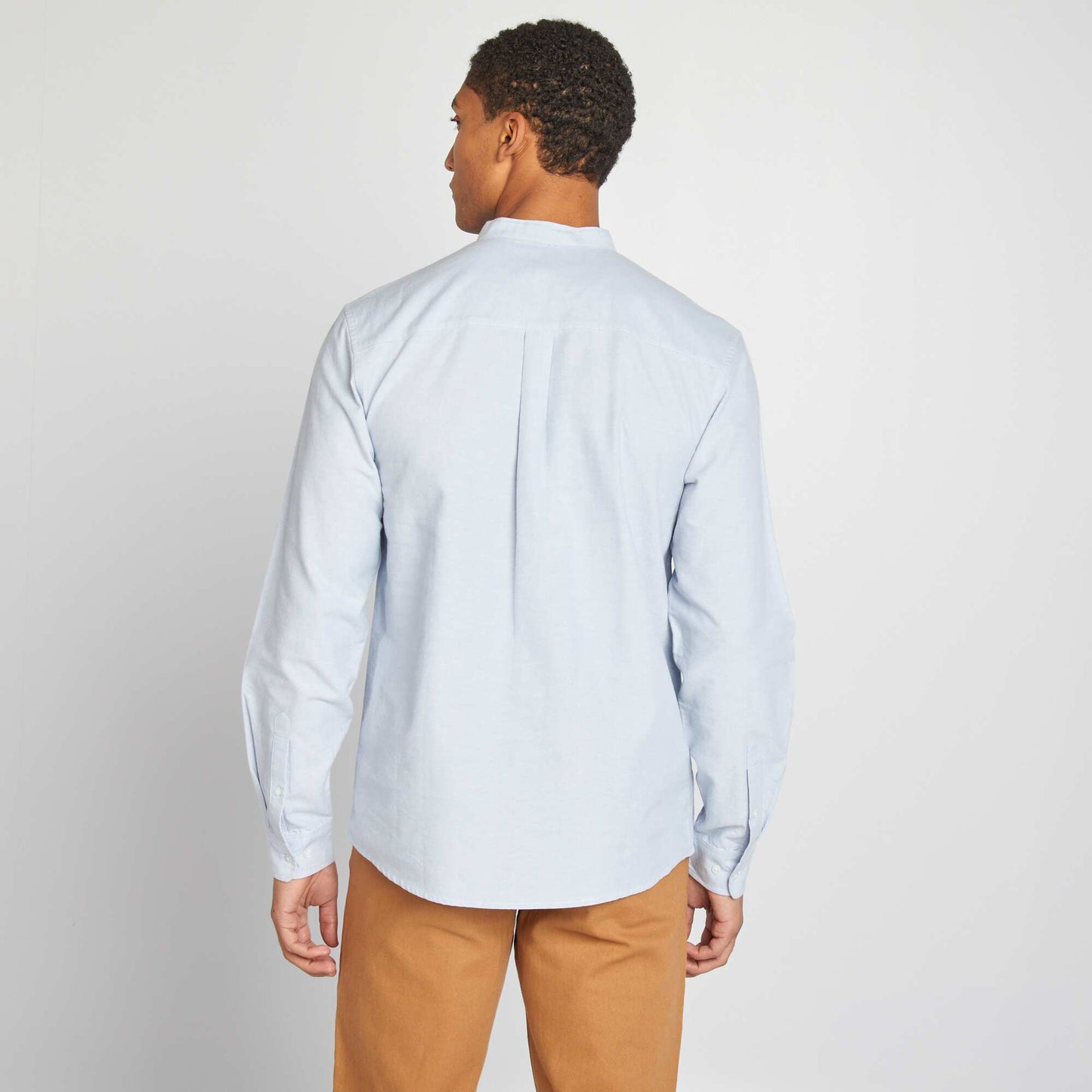 Chemise Oxford avec col mao Bleu