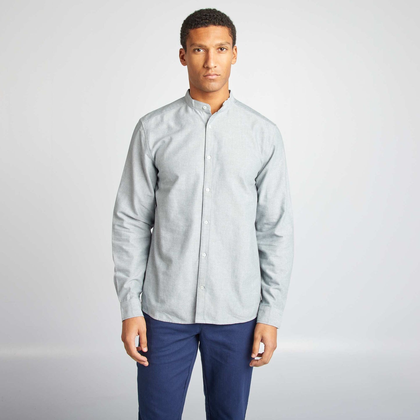 Chemise Oxford avec col mao Vert