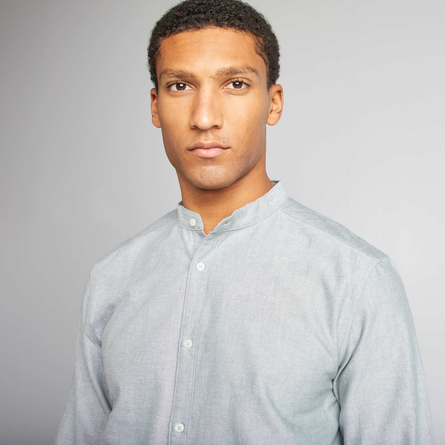 Chemise Oxford avec col mao Vert