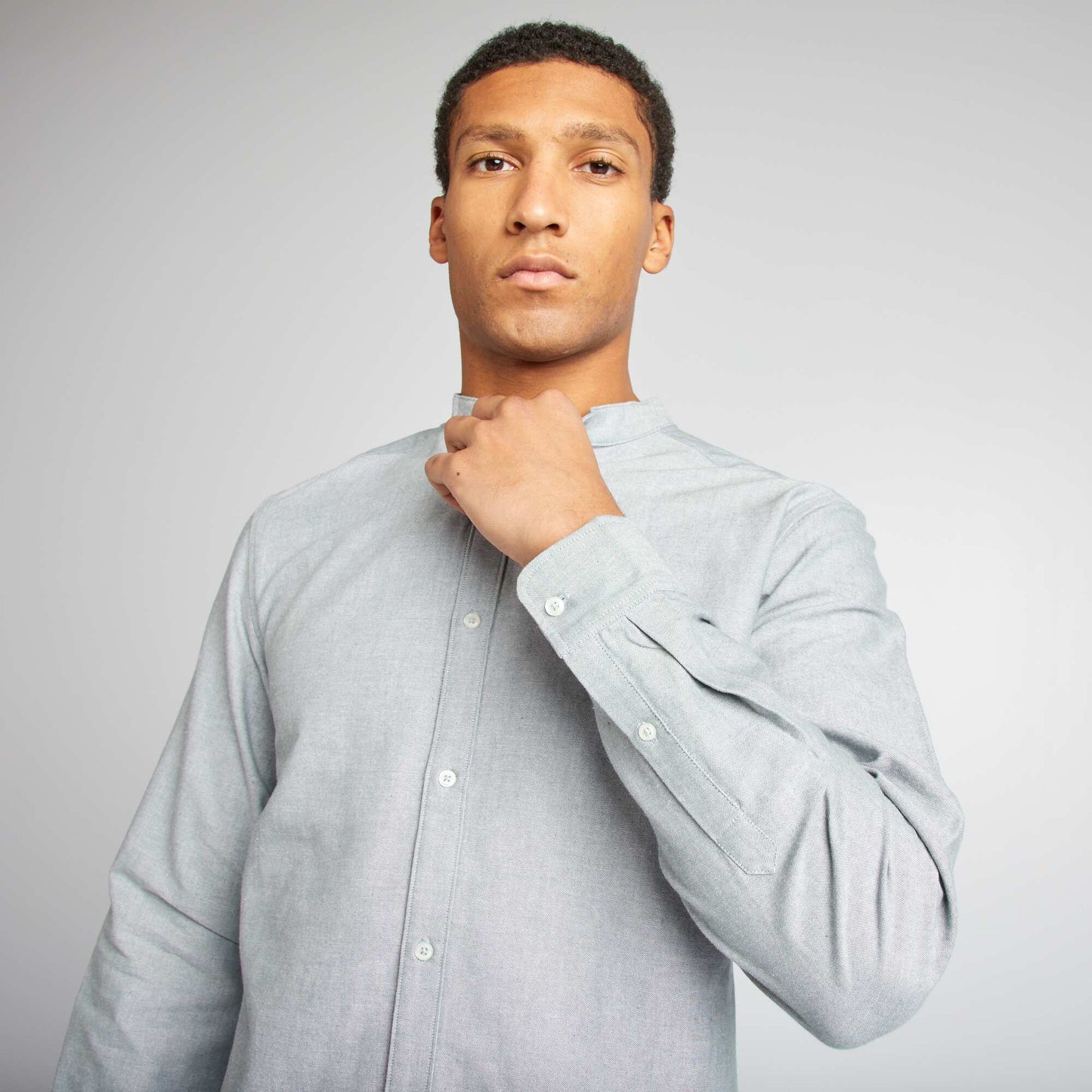 Chemise Oxford avec col mao Vert
