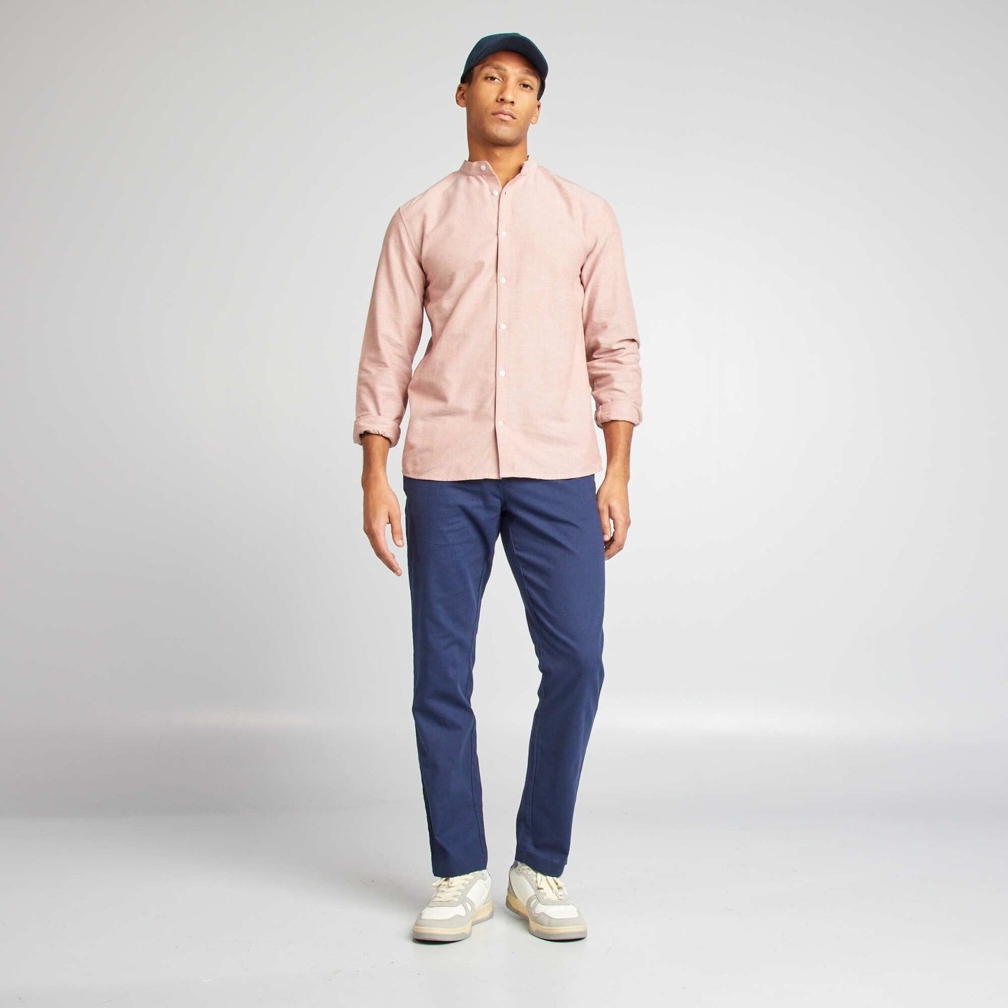 Chemise Oxford avec col mao Rose