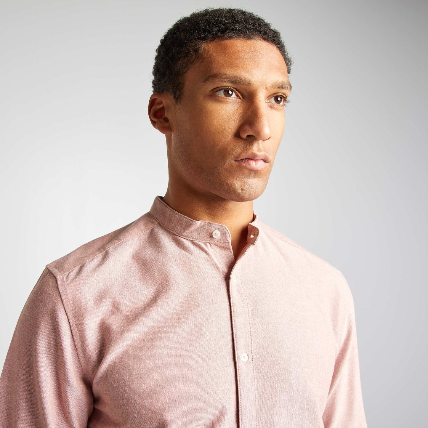 Chemise Oxford avec col mao Rose