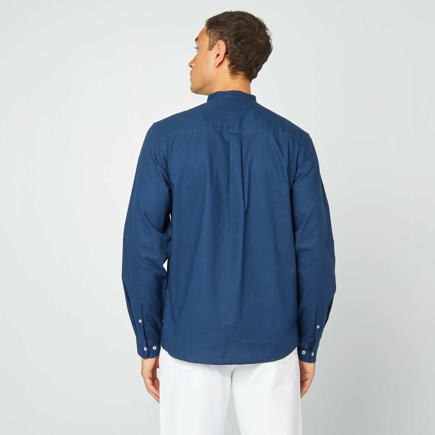 Chemise Oxford avec col mao BLEU