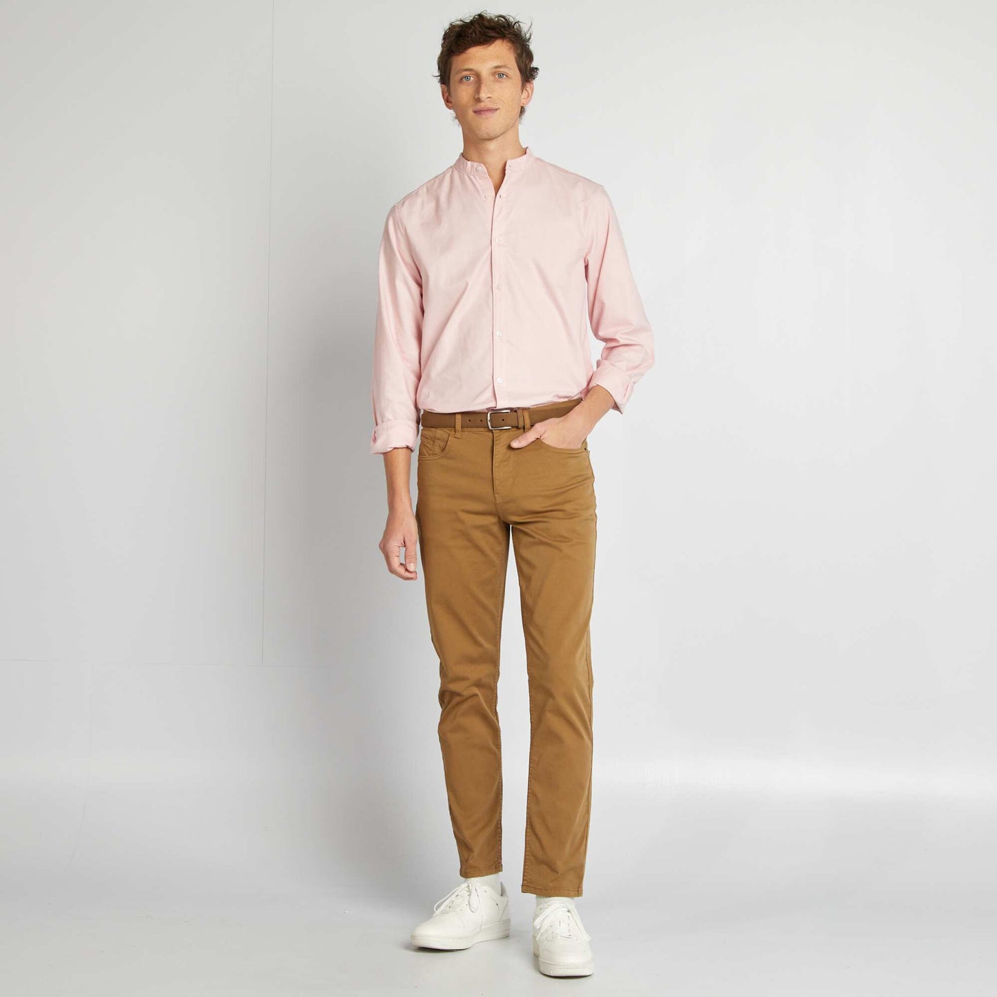 Chemise Oxford avec col mao ROSE