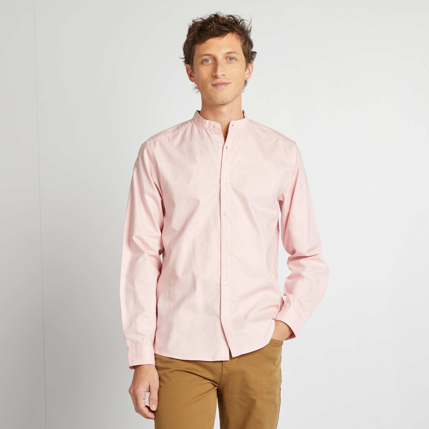 Chemise Oxford avec col mao ROSE