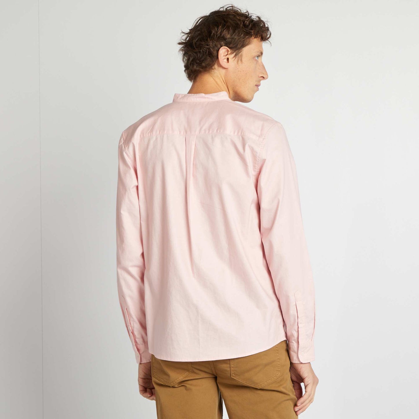 Chemise Oxford avec col mao ROSE