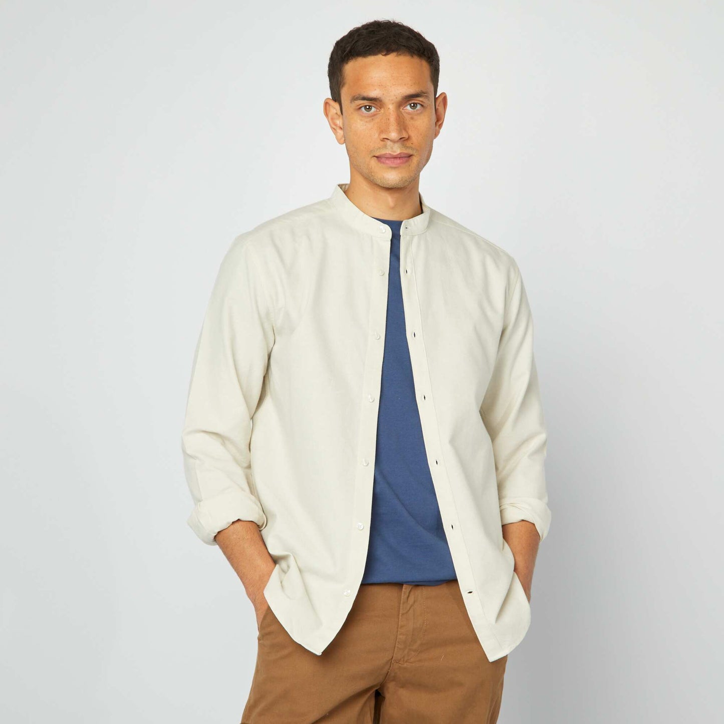 Chemise Oxford avec col mao GRIS
