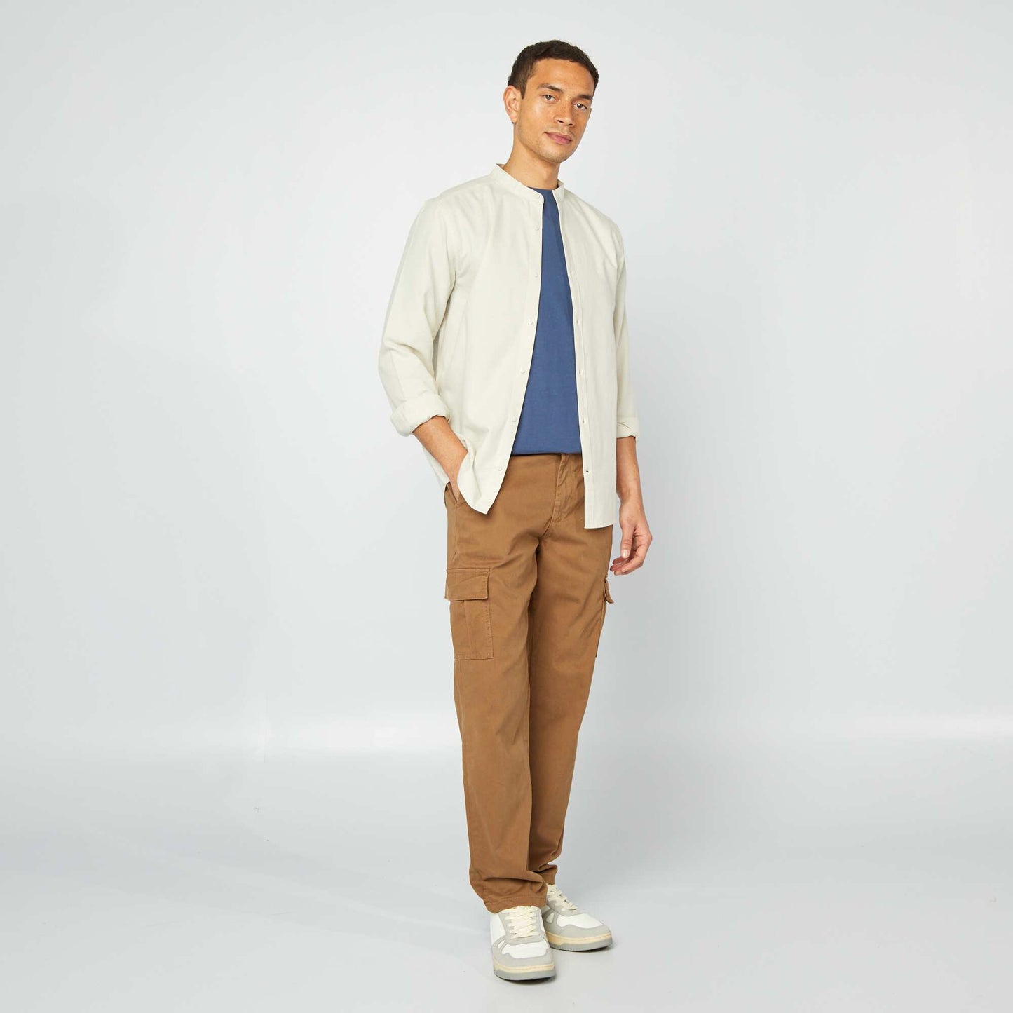 Chemise Oxford avec col mao GRIS