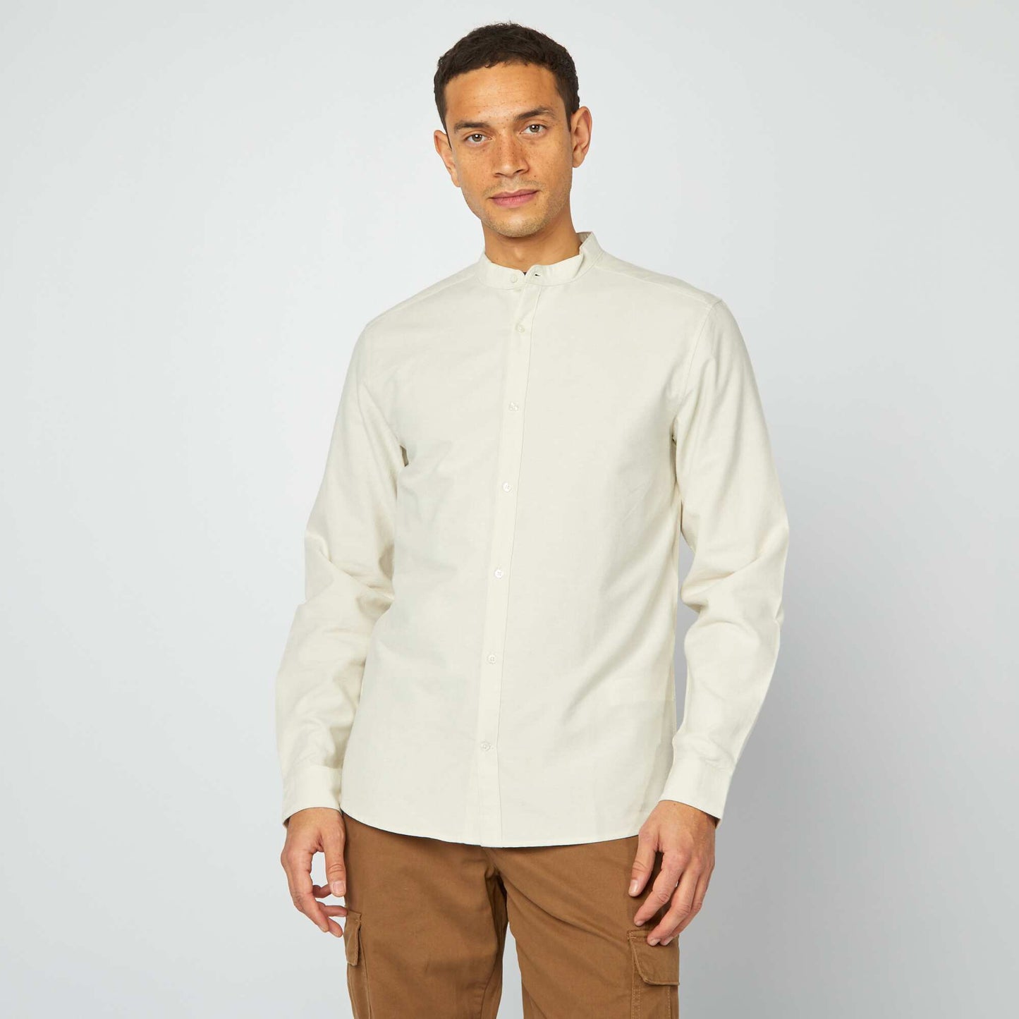 Chemise Oxford avec col mao GRIS