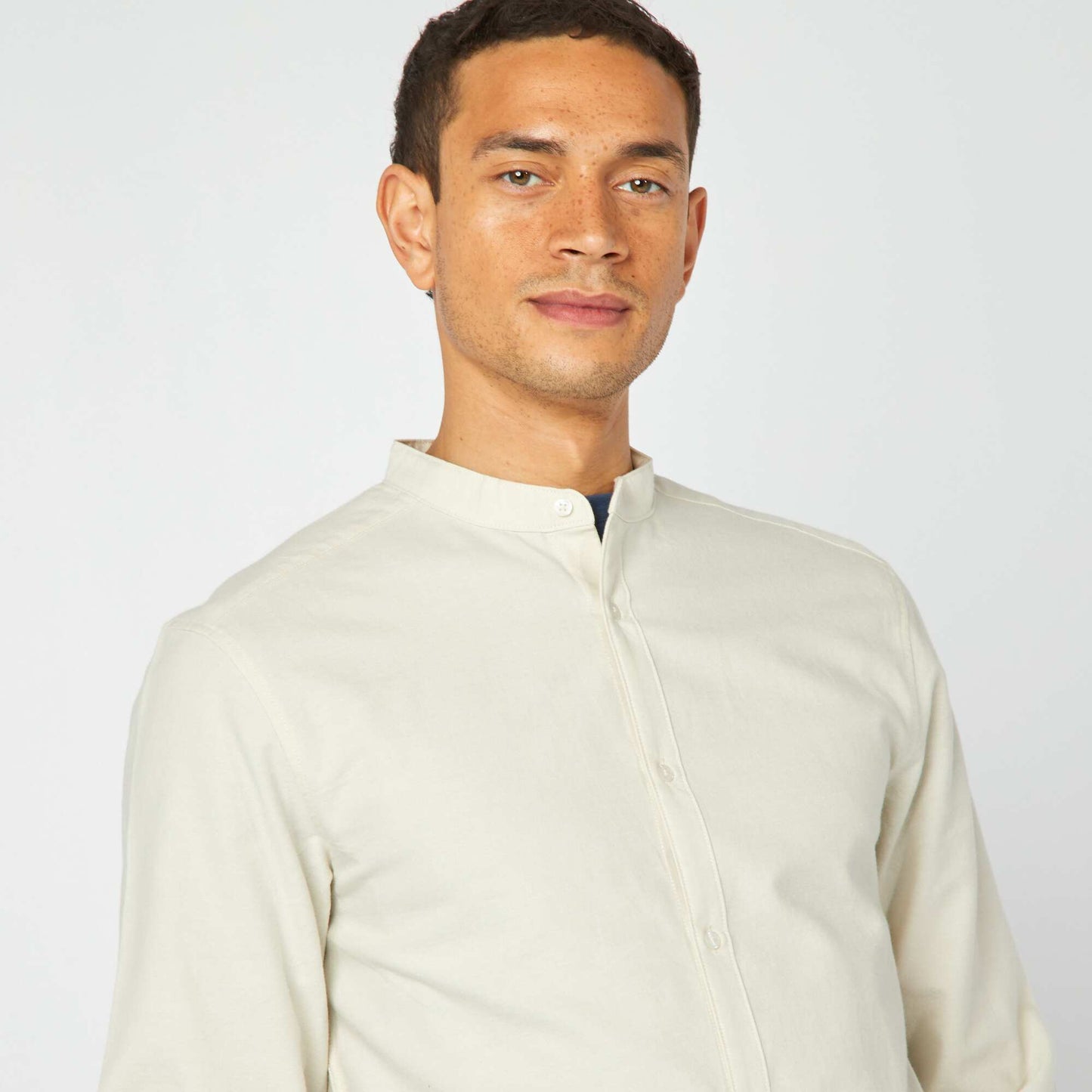 Chemise Oxford avec col mao GRIS