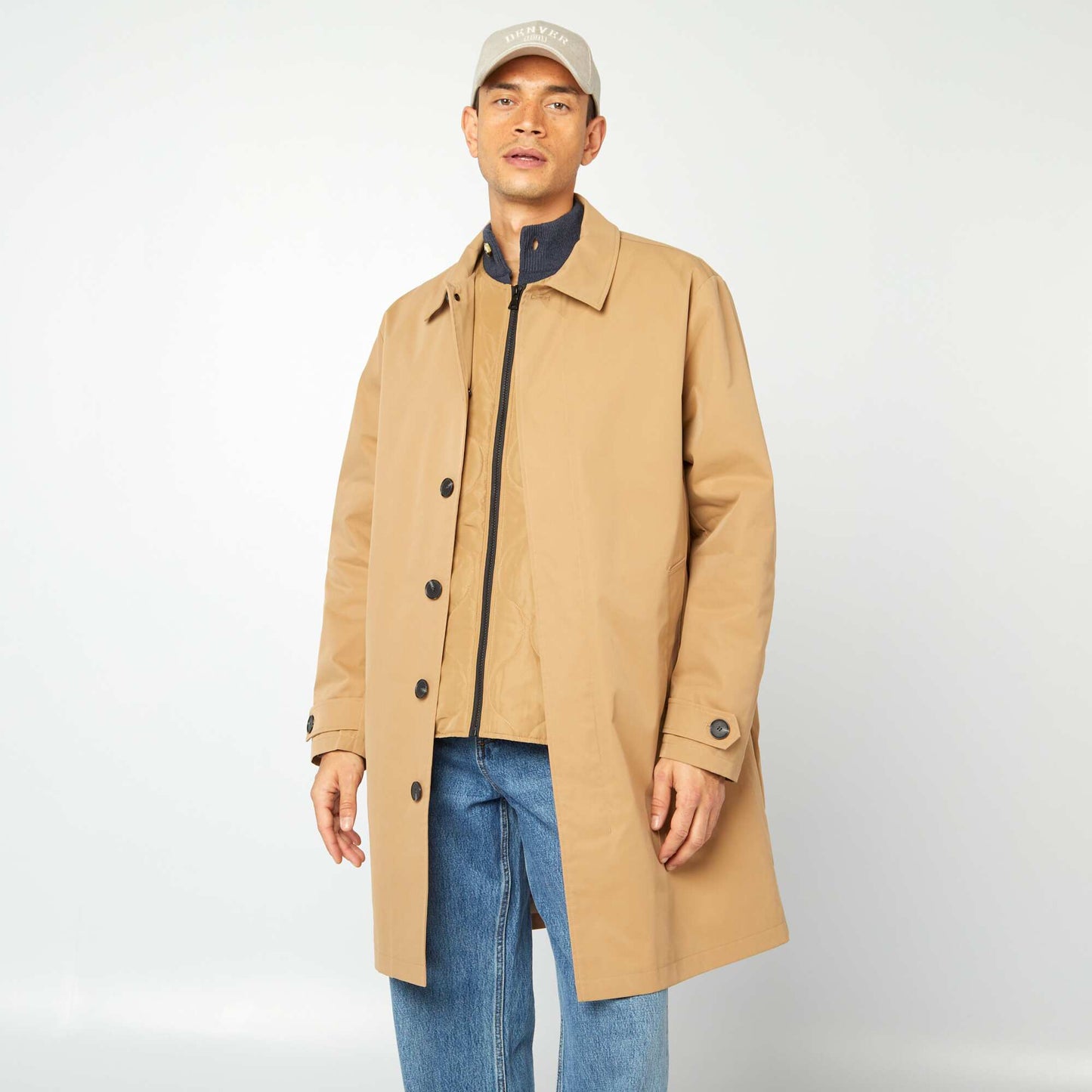 Trench mi-long avec veste matelassée sans manche à l'intérieur BEIGE