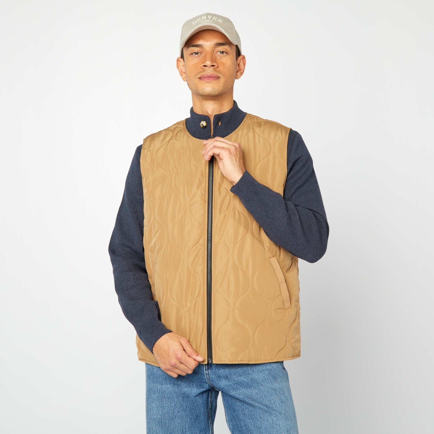Trench mi-long avec veste matelassée sans manche à l'intérieur BEIGE
