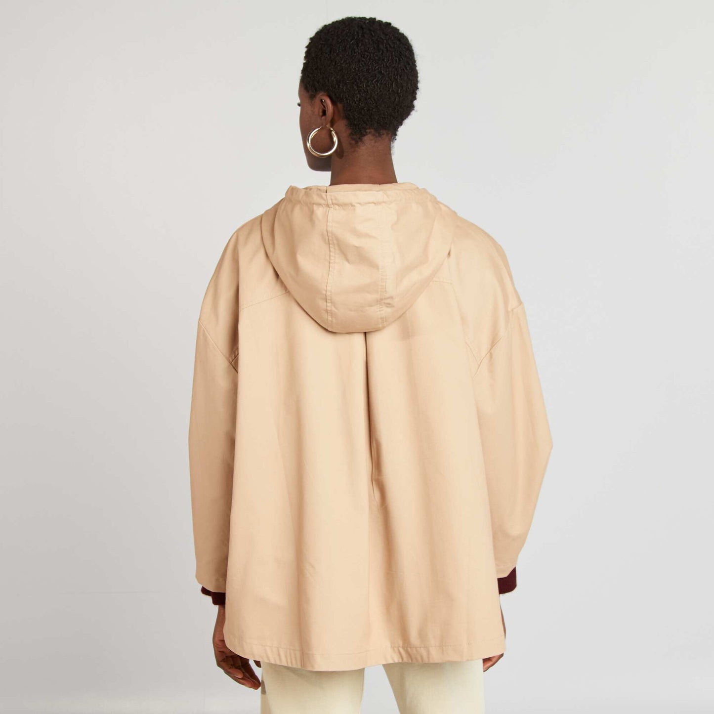 Parka oversize à capuche déperlante BEIGE