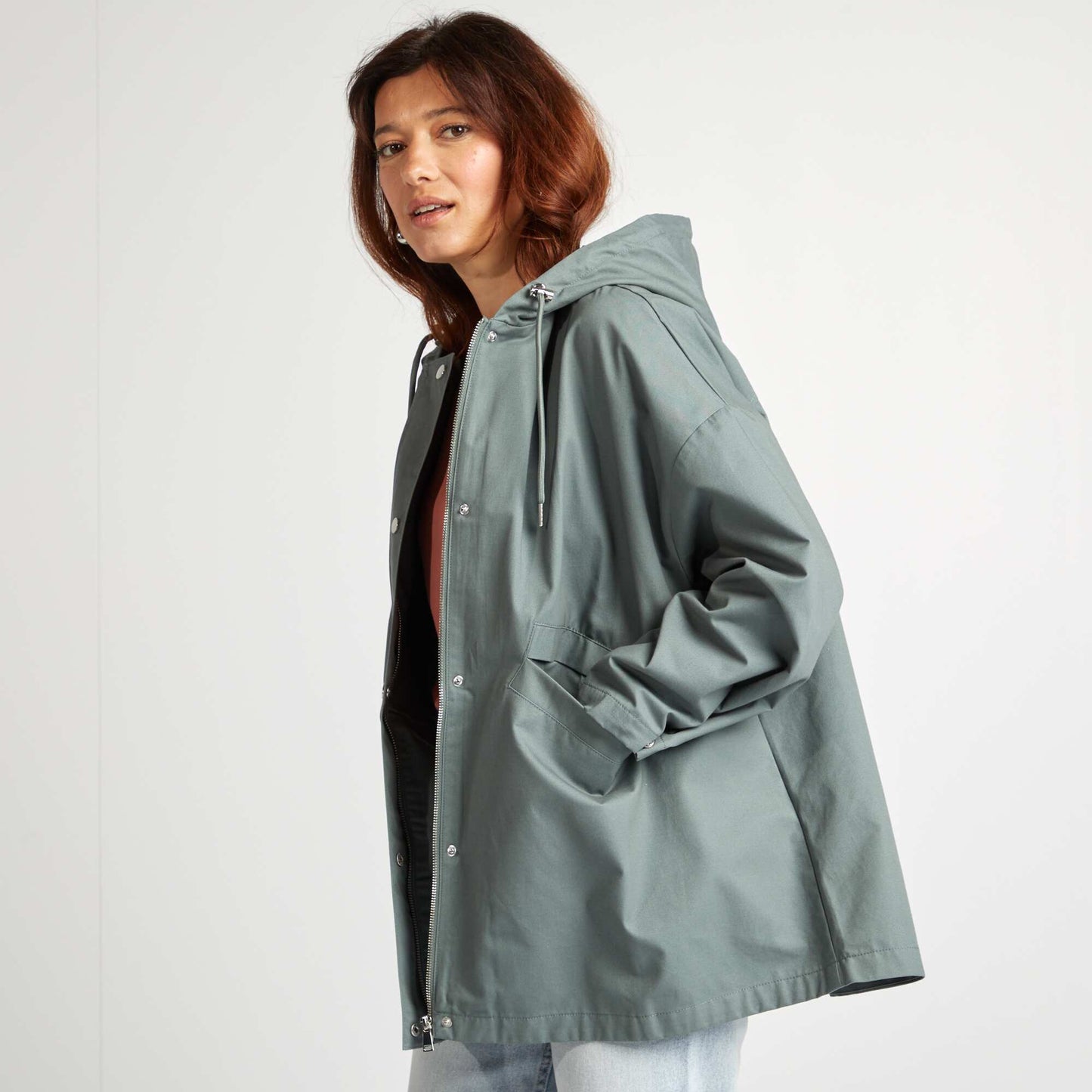 Parka oversize à capuche déperlante VERT