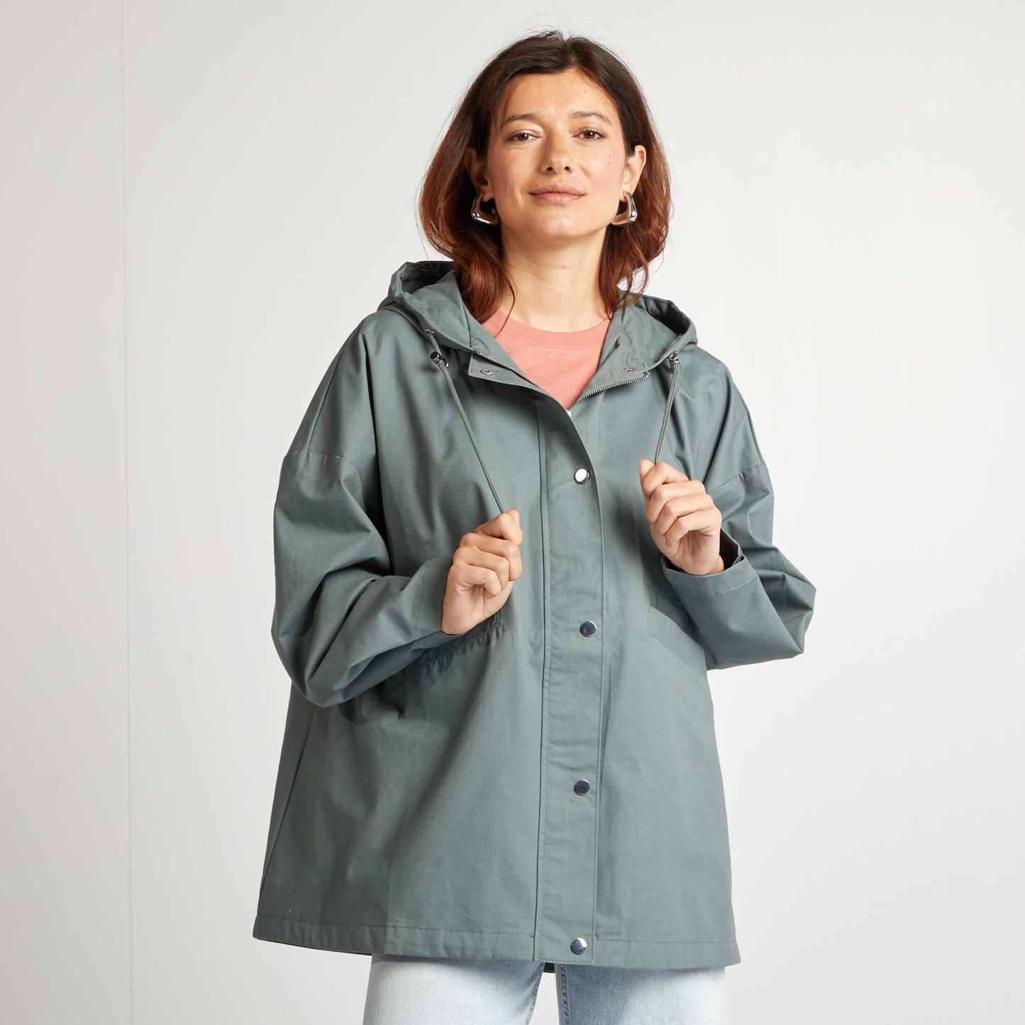 Parka oversize à capuche déperlante VERT