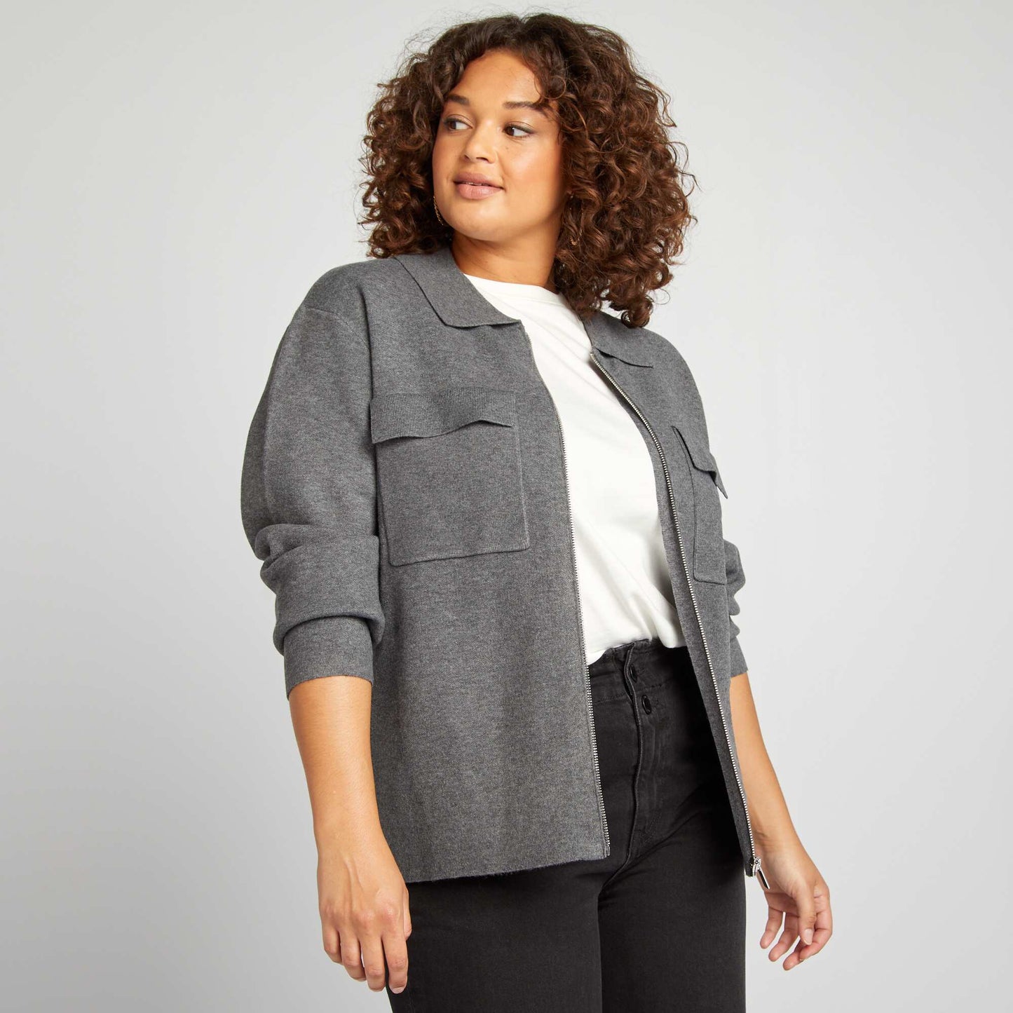 Gilet avec col polo Gris