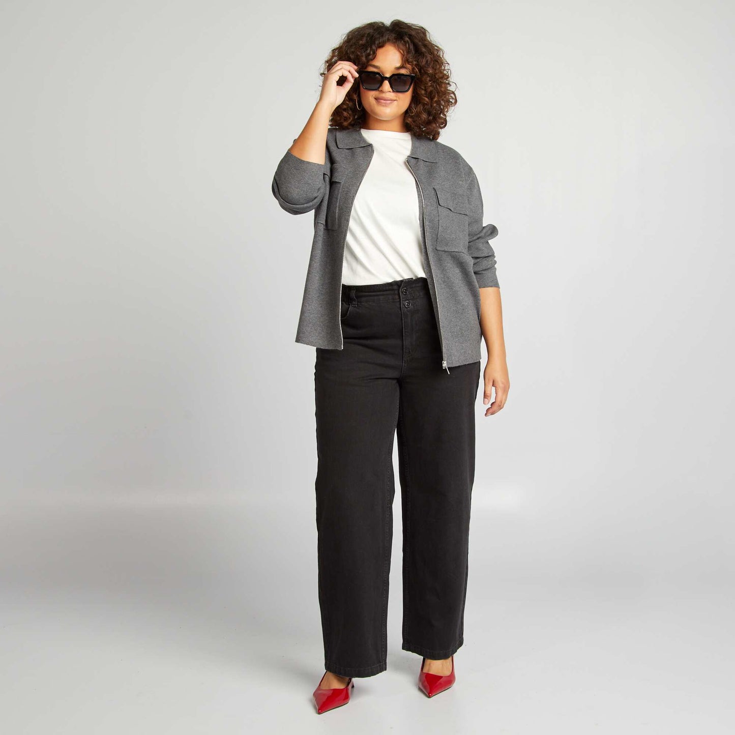 Gilet avec col polo Gris