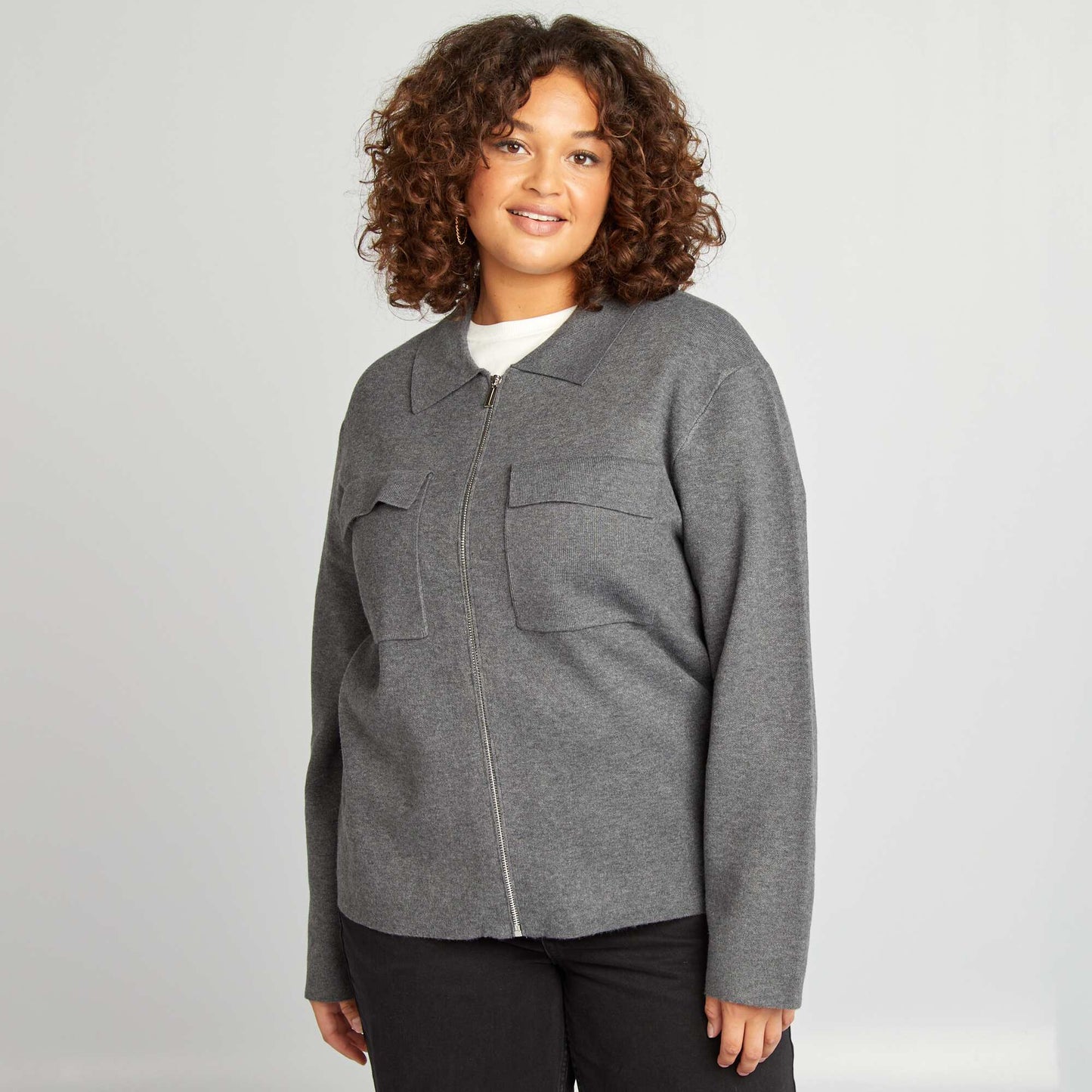 Gilet avec col polo Gris