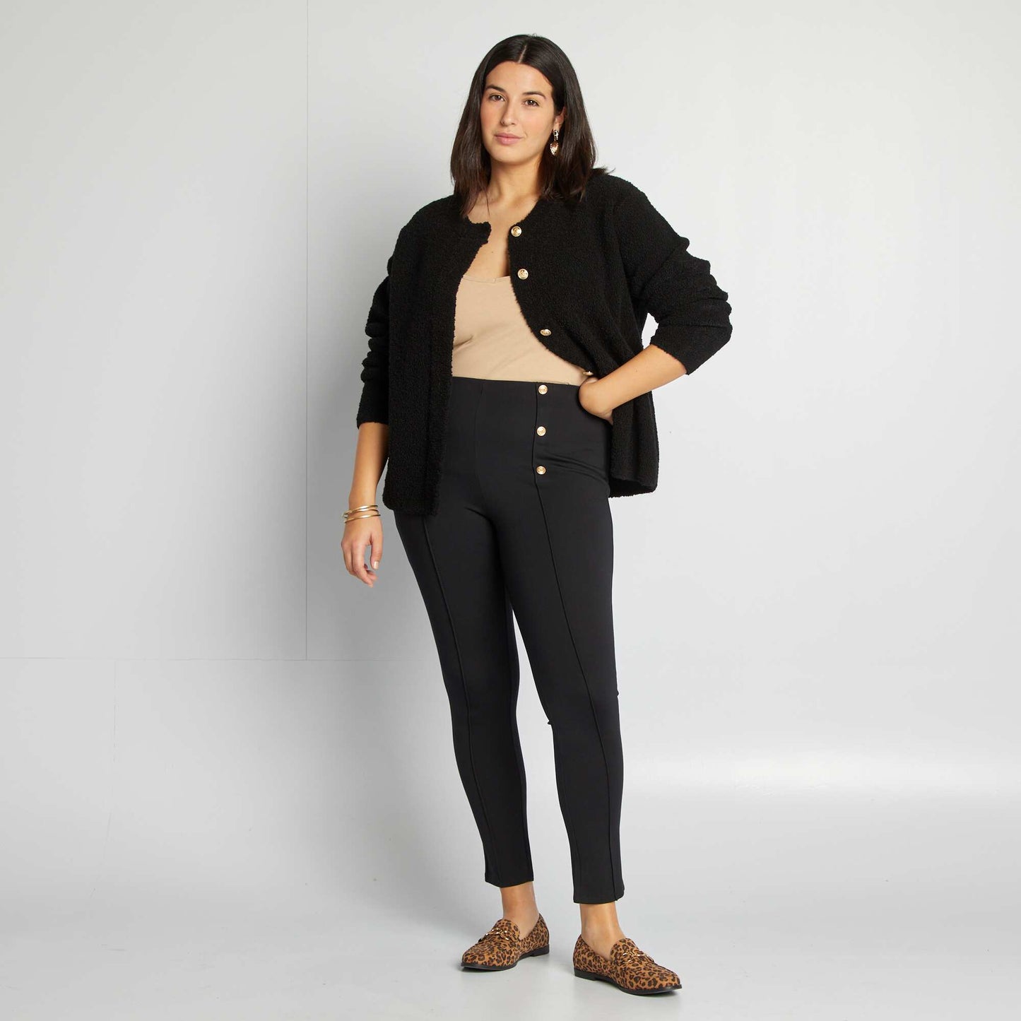 Legging long avec boutons fantaisies NOIR