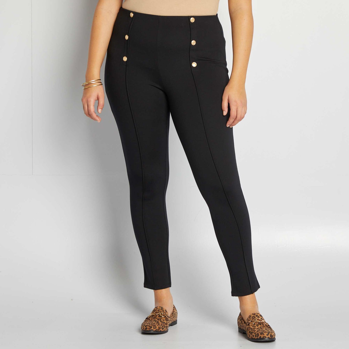 Legging long avec boutons fantaisies NOIR