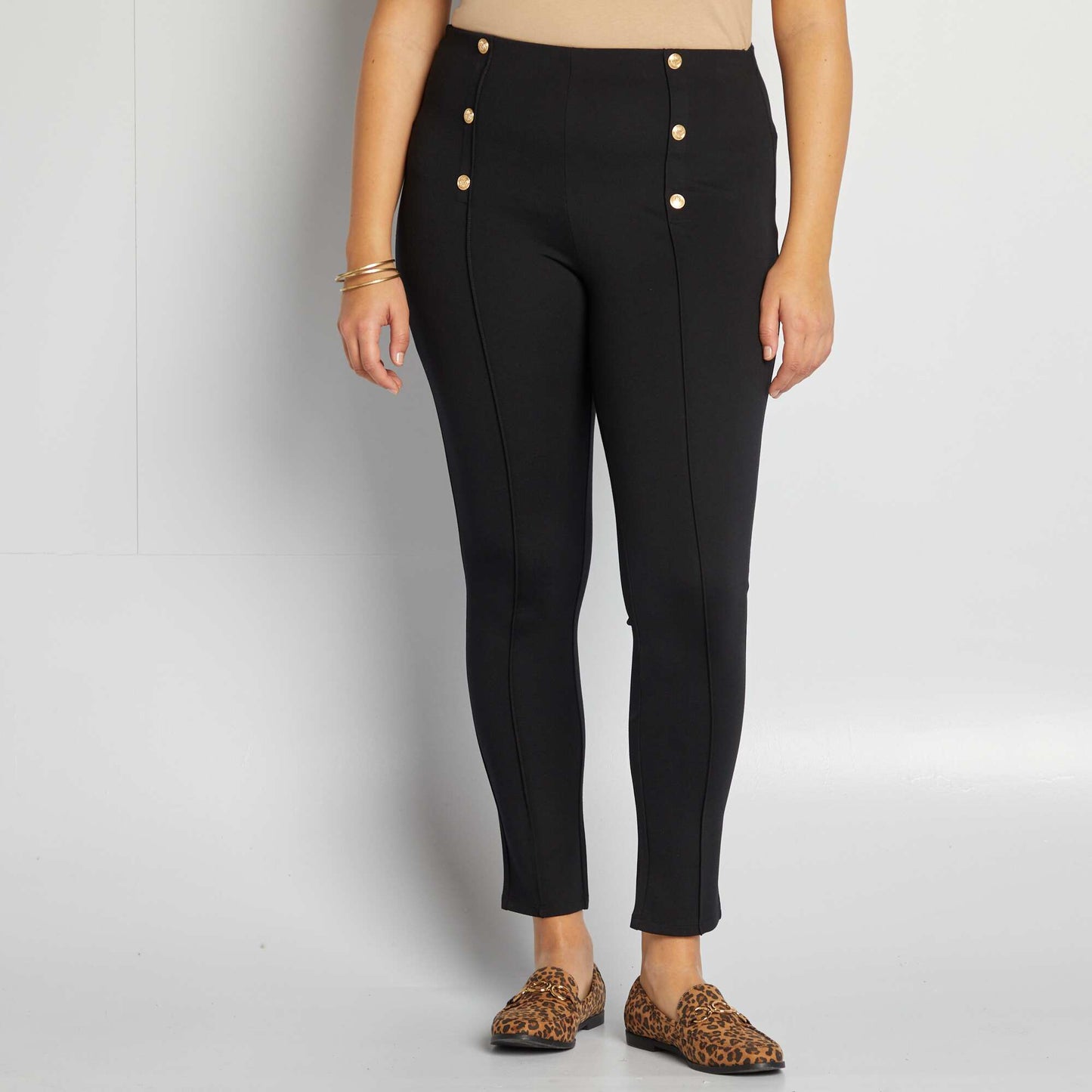 Legging long avec boutons fantaisies NOIR