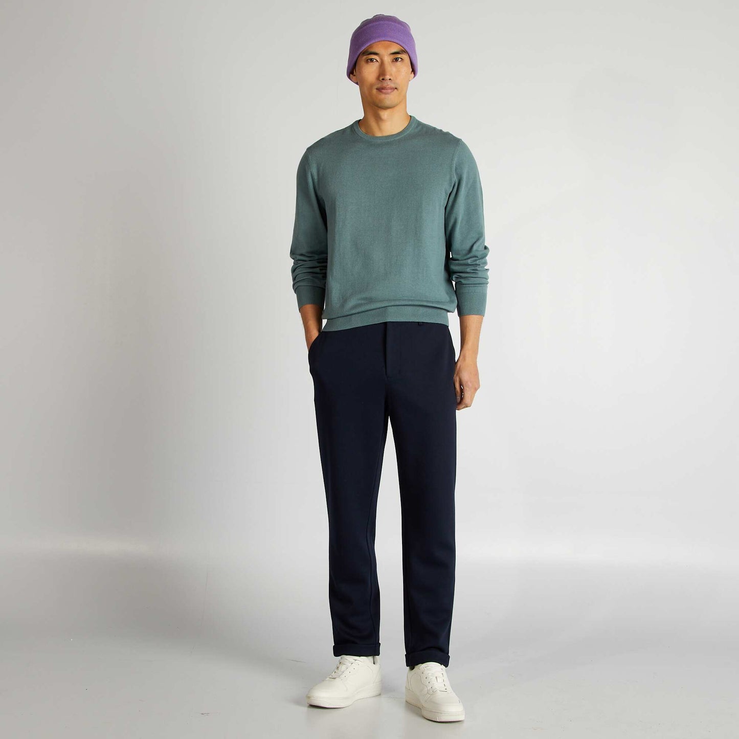 Pantalon en maille piquée Marine