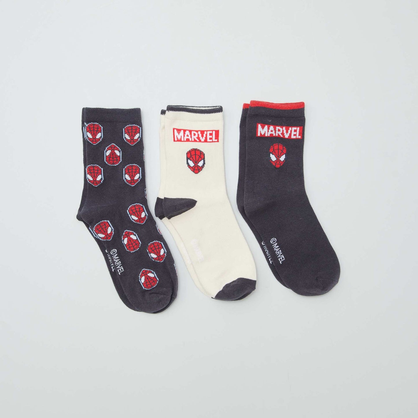 Lot de 3 chaussettes mi-hautes 'Spider-man' Gris