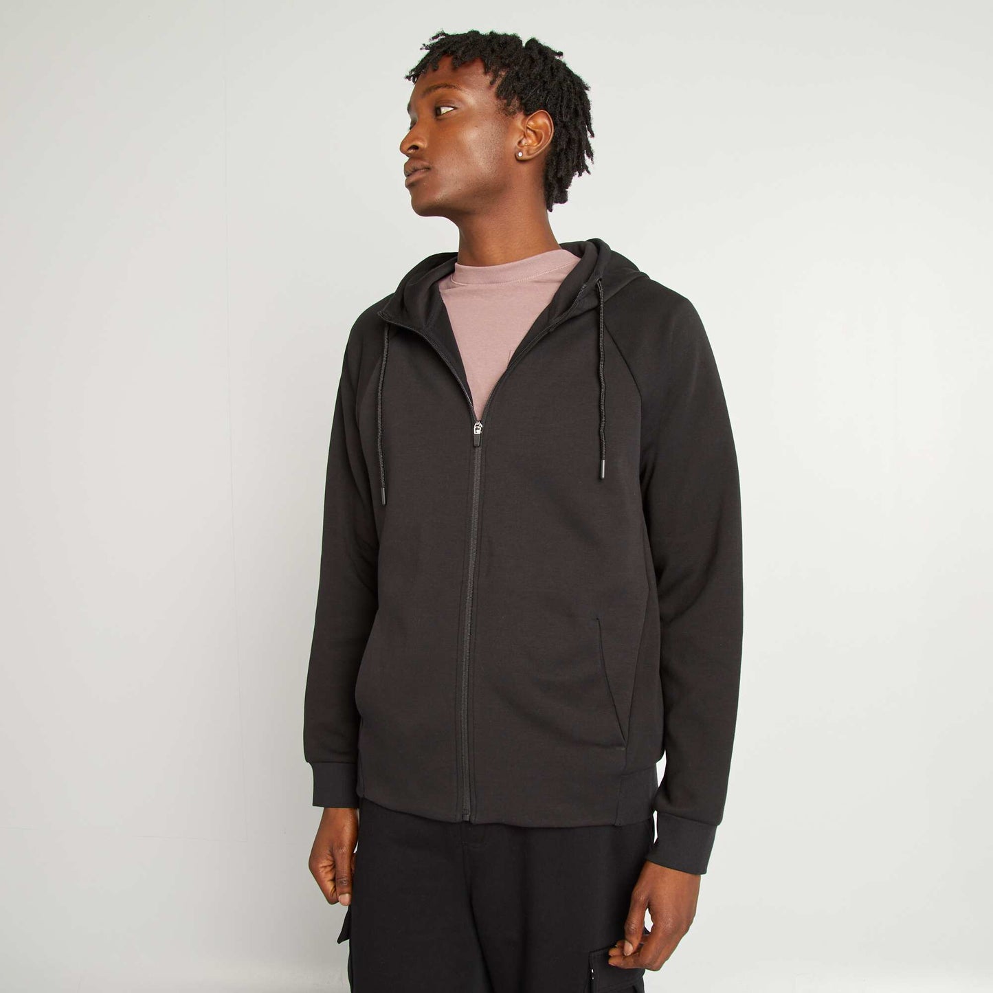 Sweat à capuche zippé noir