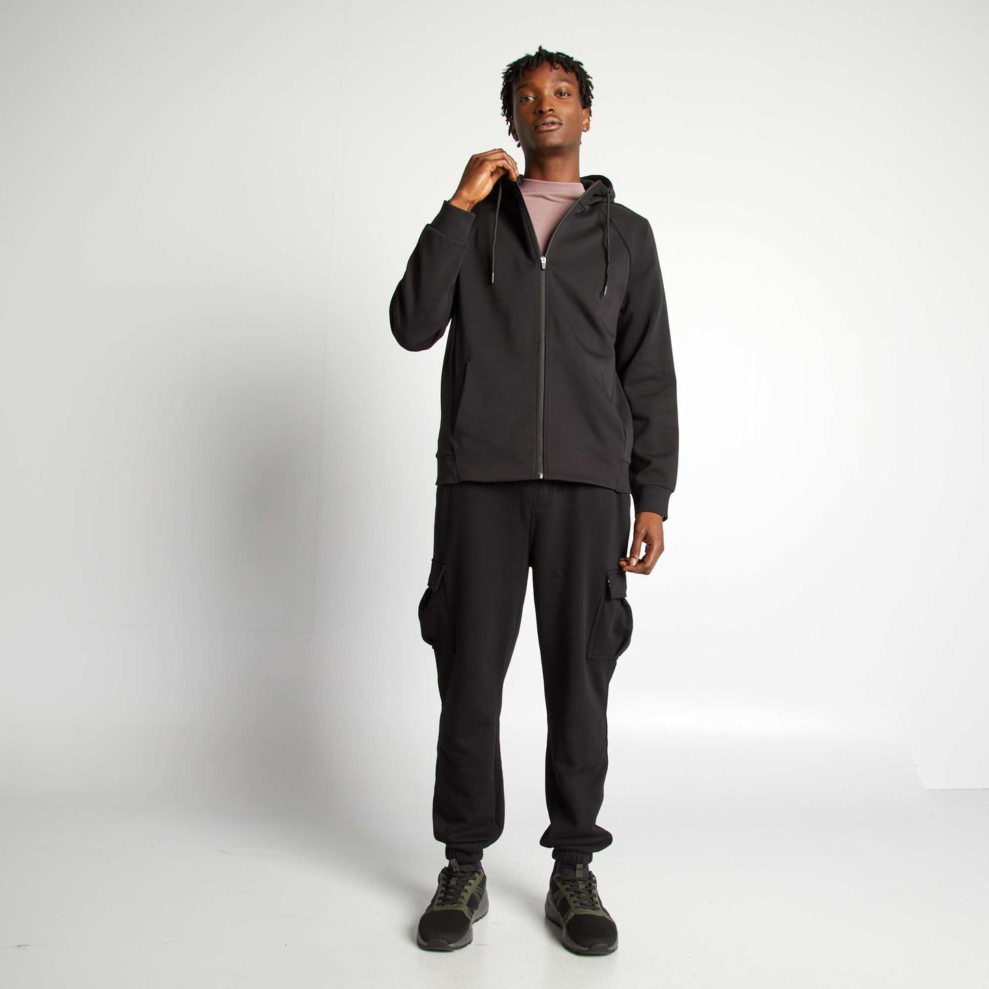 Sweat à capuche zippé noir