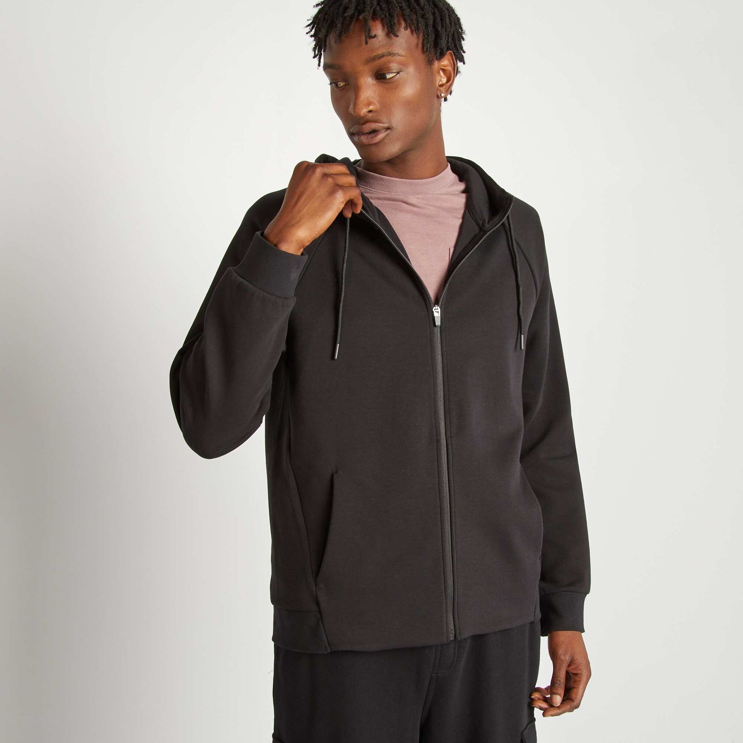 Sweat à capuche zippé noir