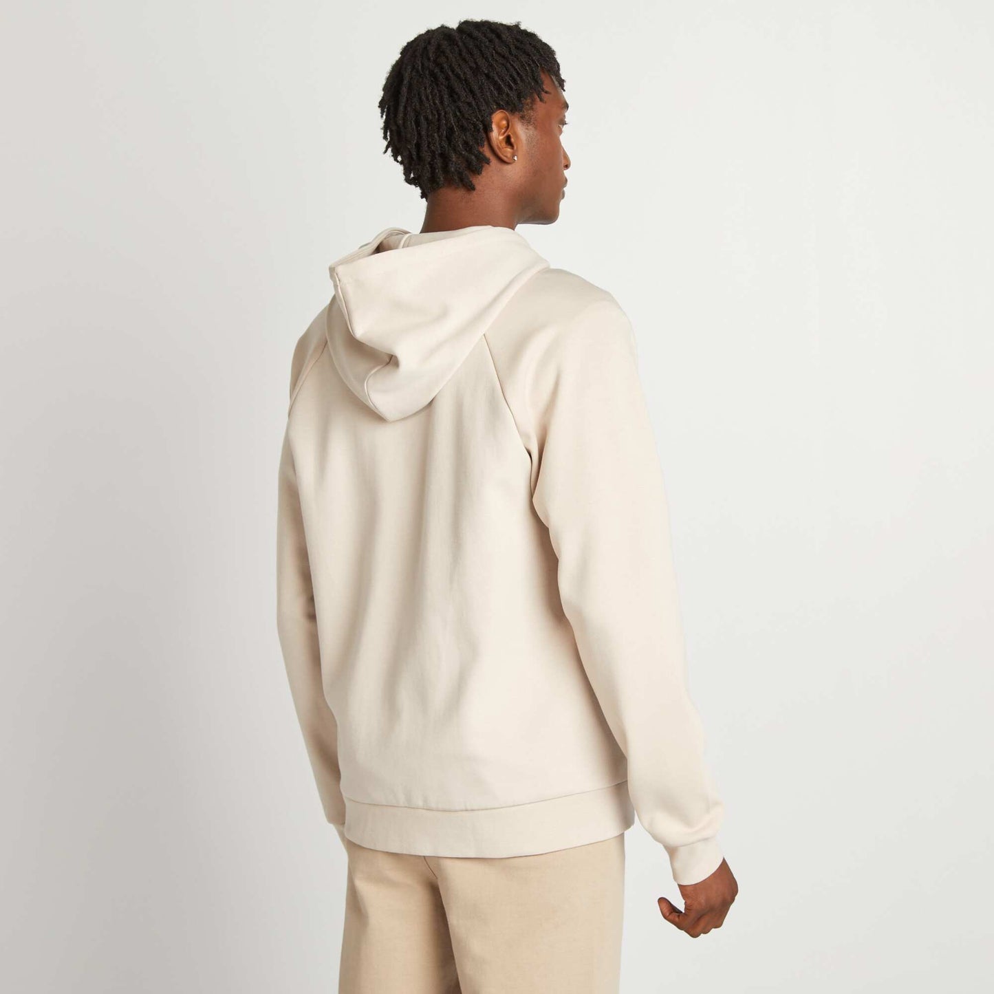 Sweat à capuche zippé beige