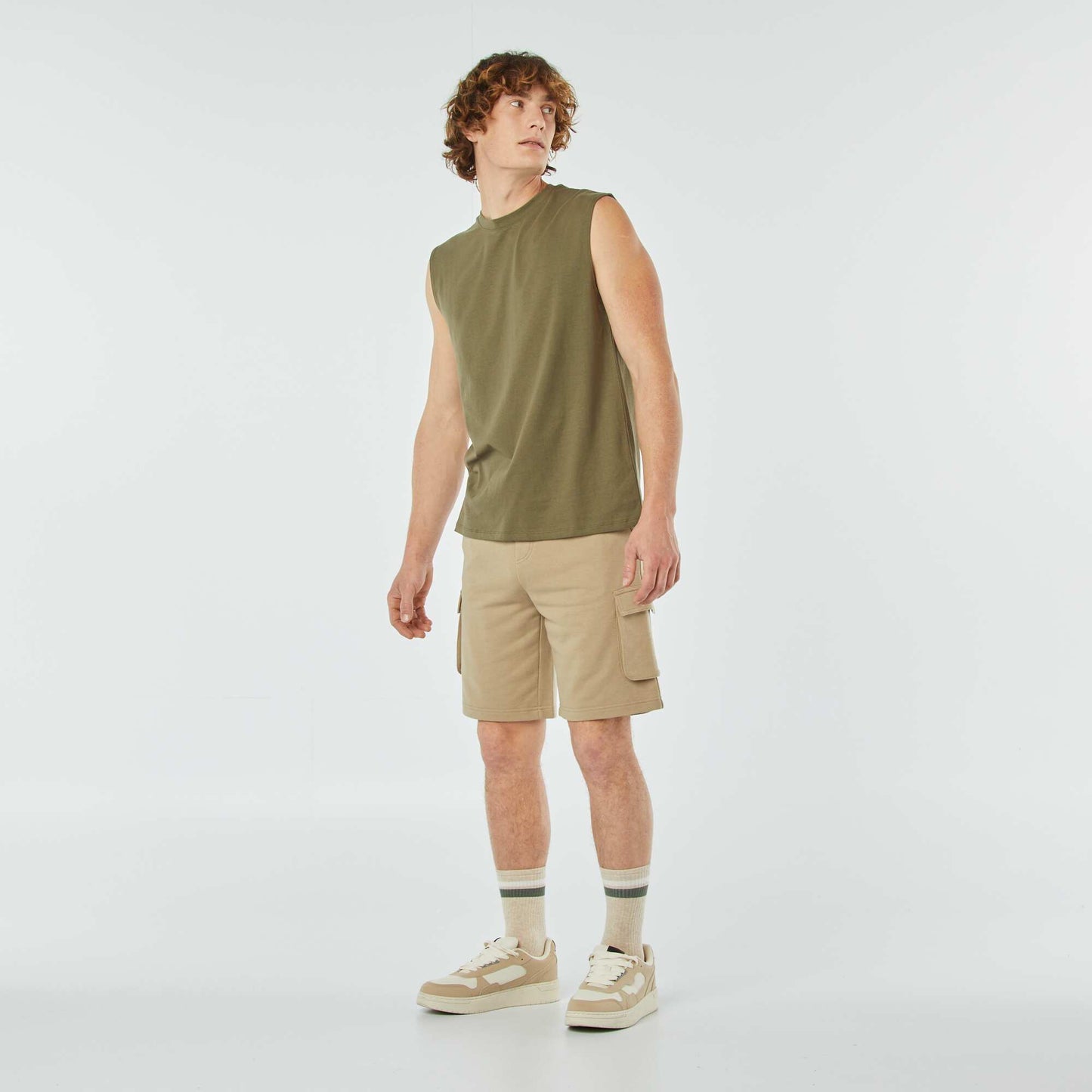 Bermuda multipoches en molleton BEIGE