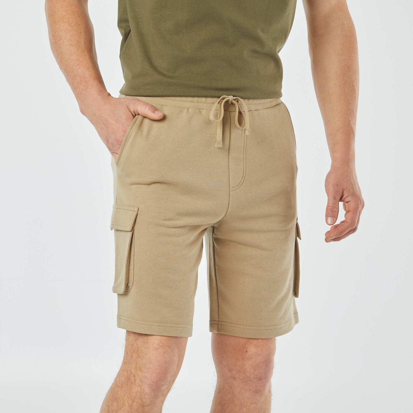 Bermuda multipoches en molleton BEIGE