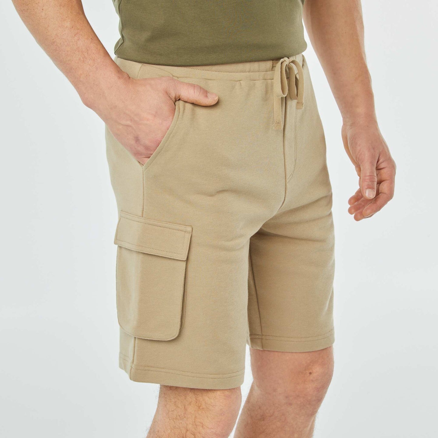 Bermuda multipoches en molleton BEIGE