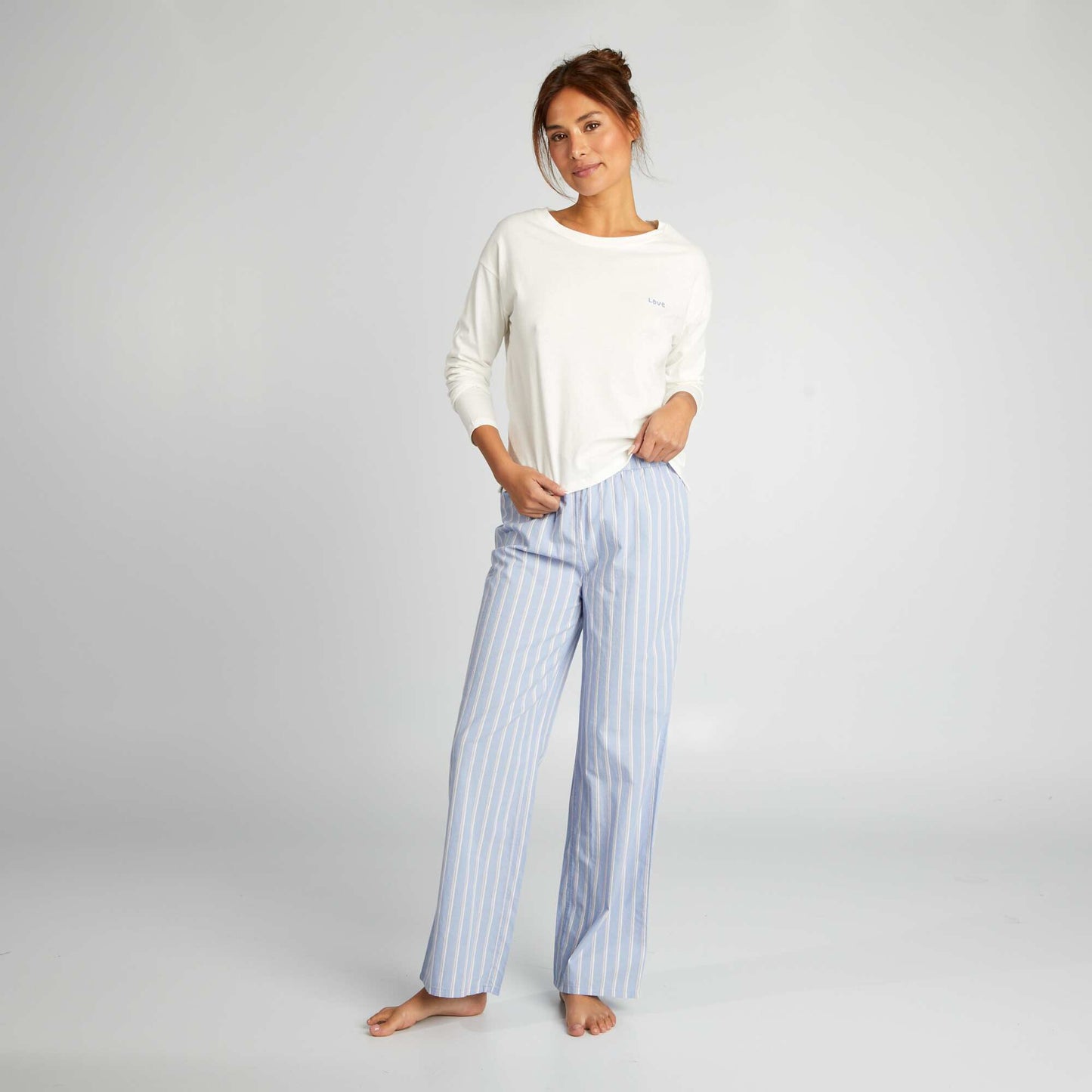 Ensemble de pyjama t-shirt + pantalon - 2 pièces Blanc