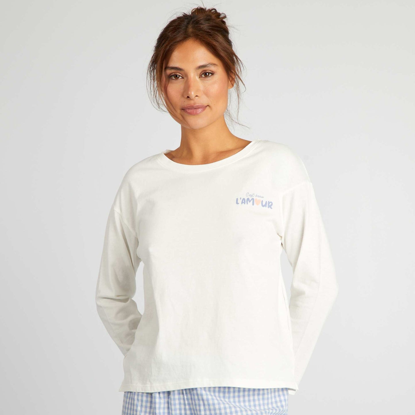 Ensemble de pyjama t-shirt + pantalon - 2 pièces Blanc