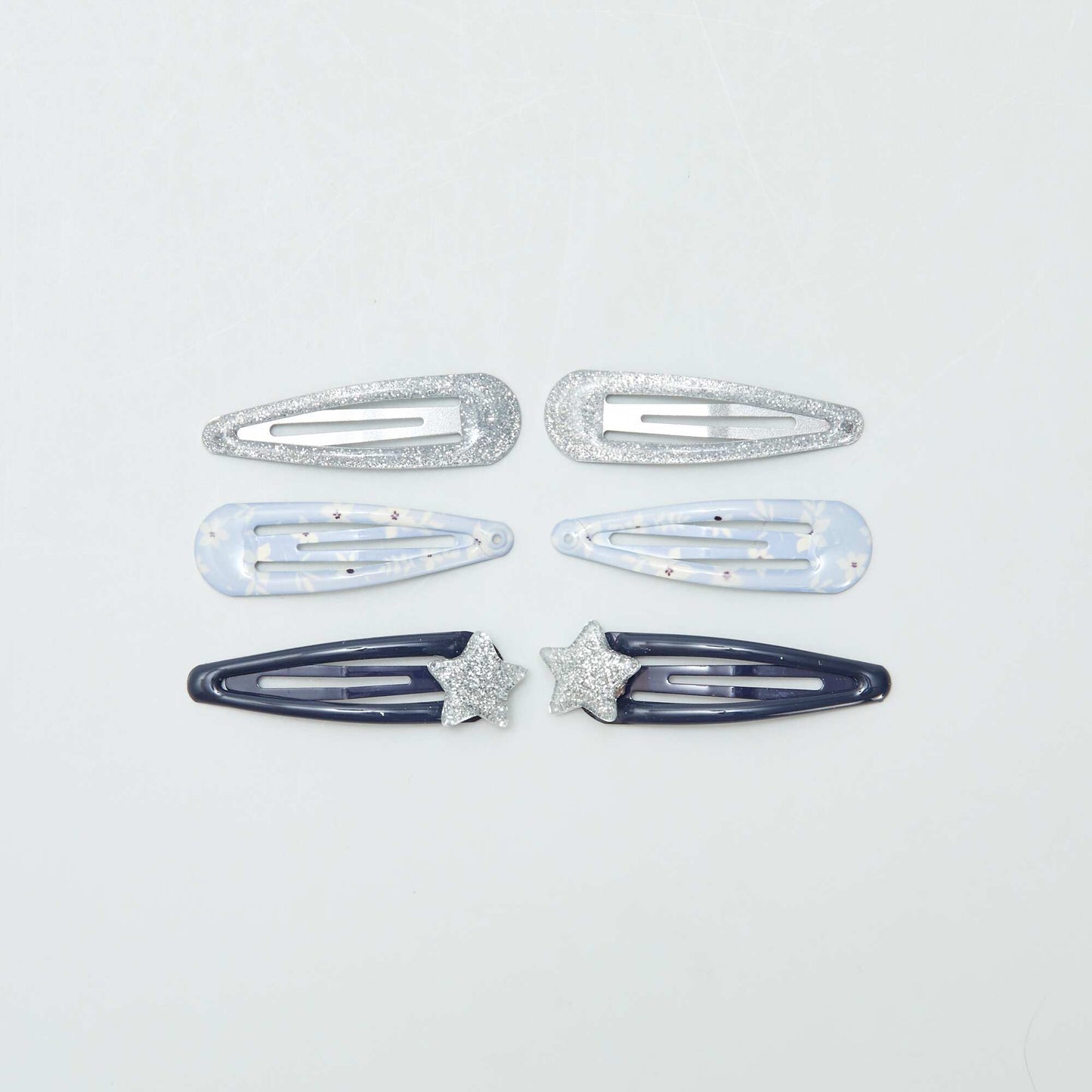 Lot de 6 pinces clic clac Bleu