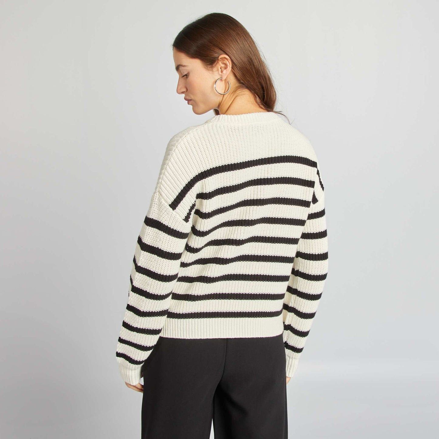 Pull en maille épaisse NOIR/BLANC
