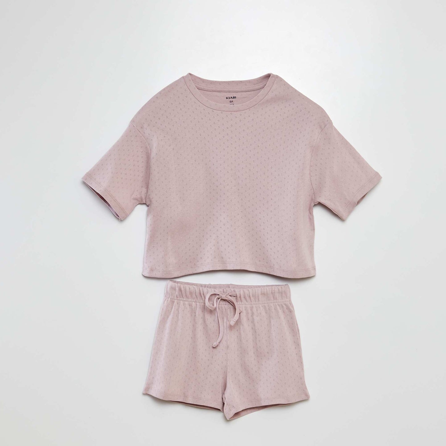 Pyjama t-shirt + short en pointelle VIOLET