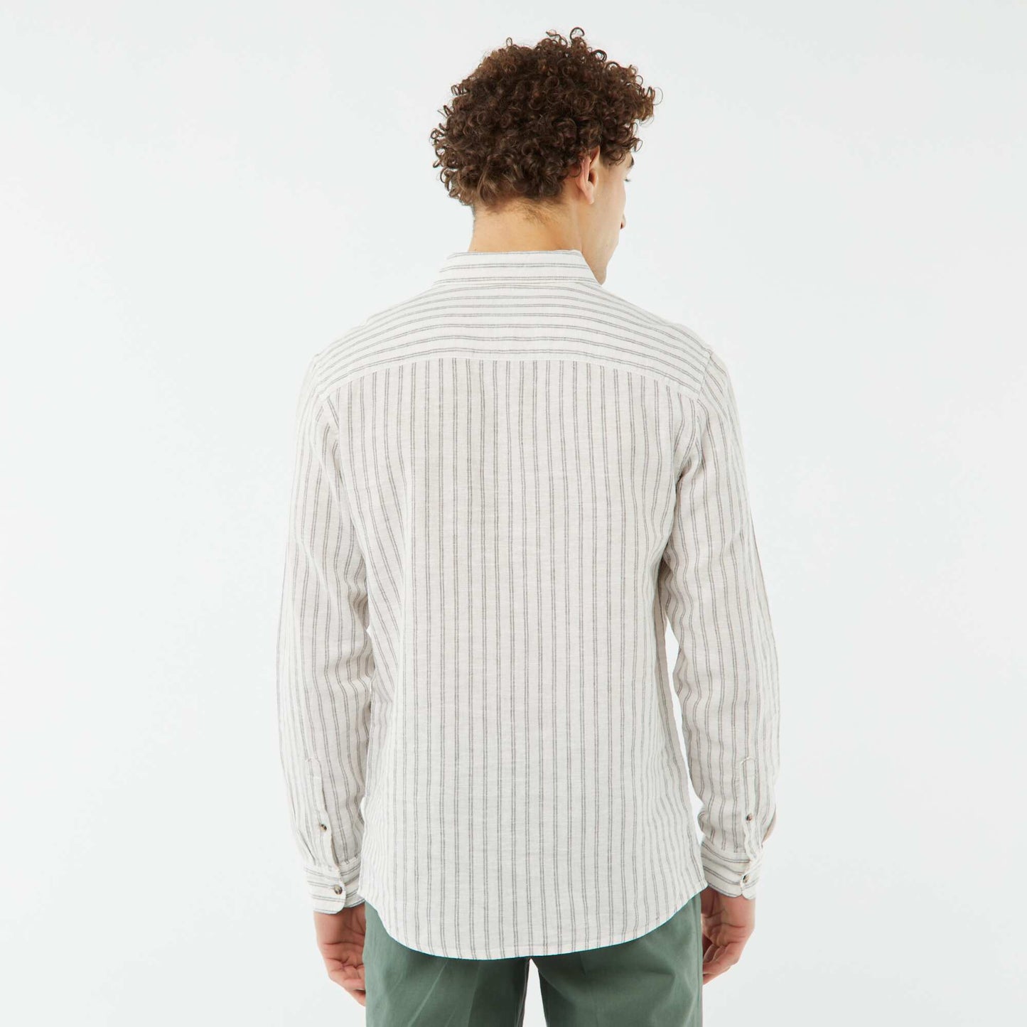 Chemise en lin mélangé rayée BEIGE RAYé