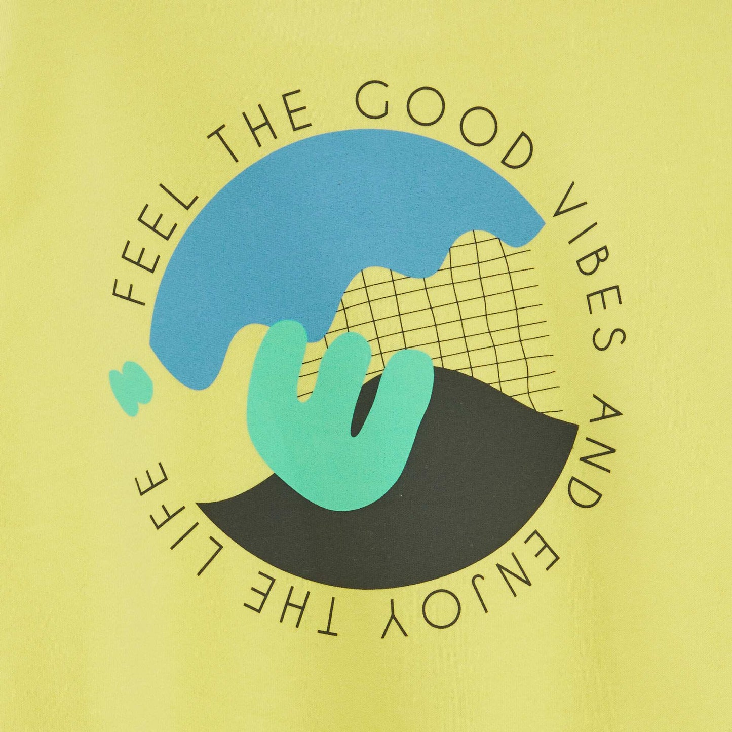 Sweat imprimé à col rond et large Jaune