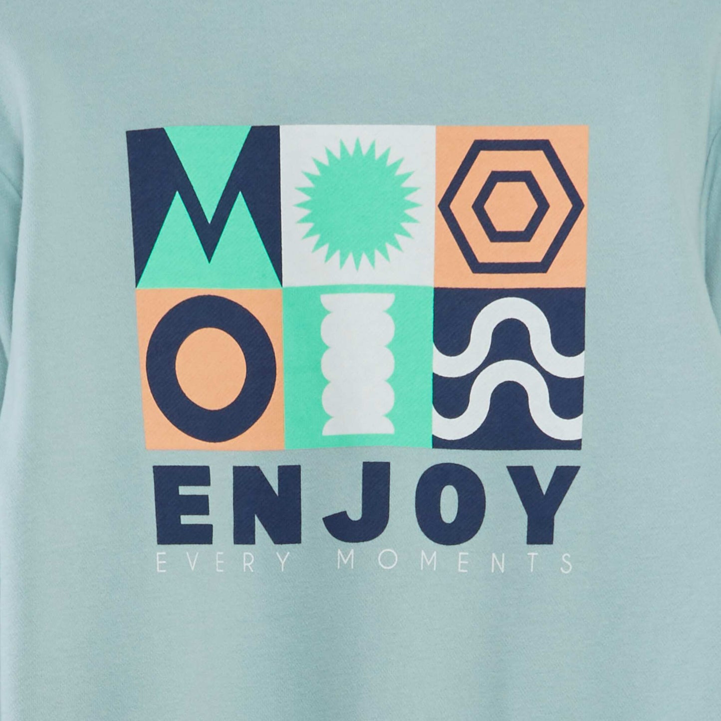 Sweat imprimé à col rond et large Bleu