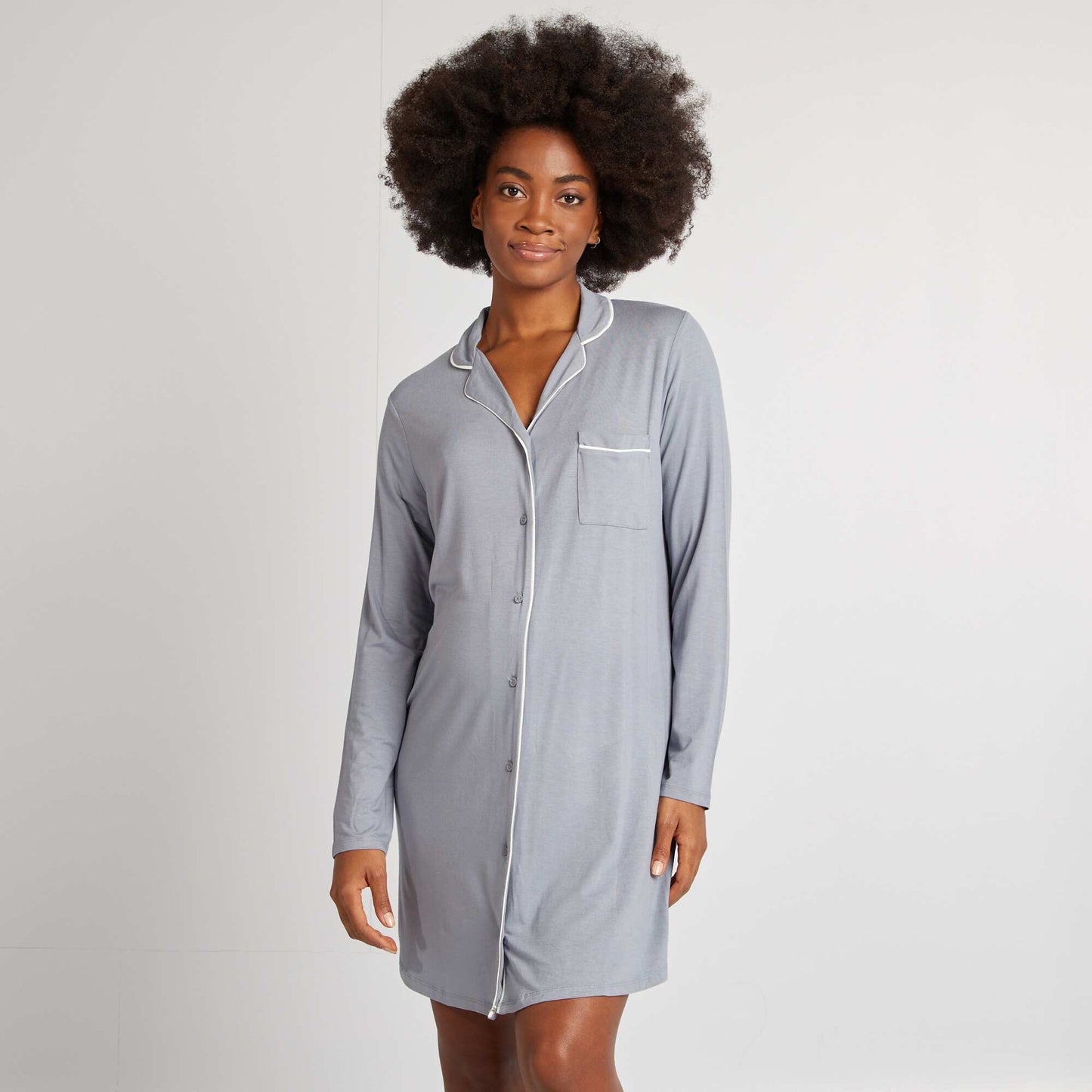 Chemise de nuit boutonnée Bleu