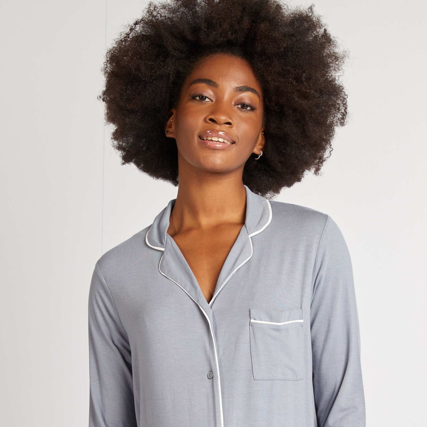 Chemise de nuit boutonnée Bleu